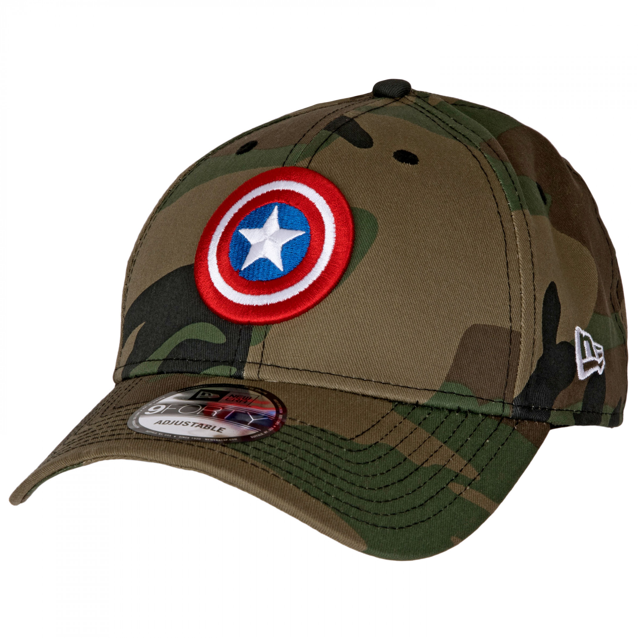 Captain America Woodland Camo New Era 9Forty Adjustable Hat, Multi-Color