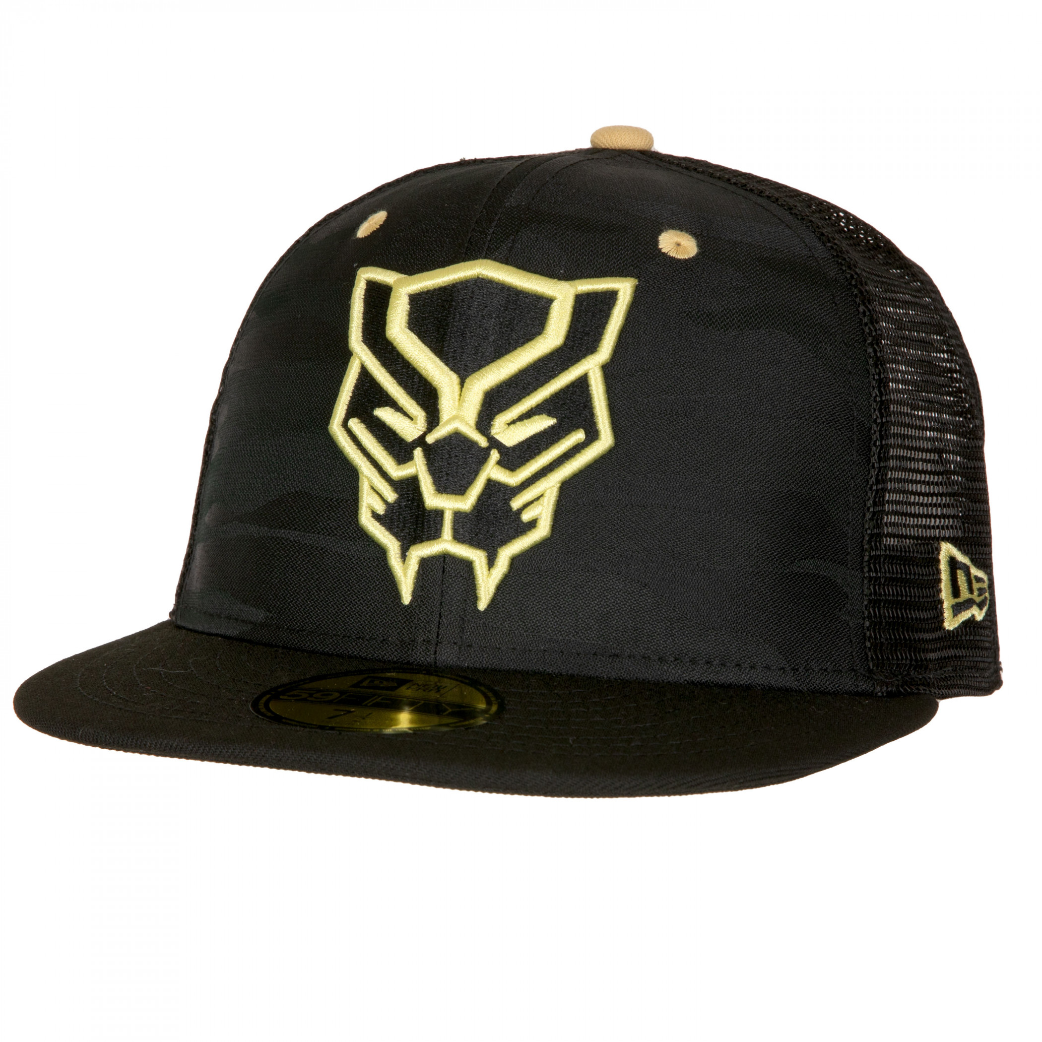 Black Panther Black Camo New Era 59Fifty Fitted Mesh Back Hat, Black