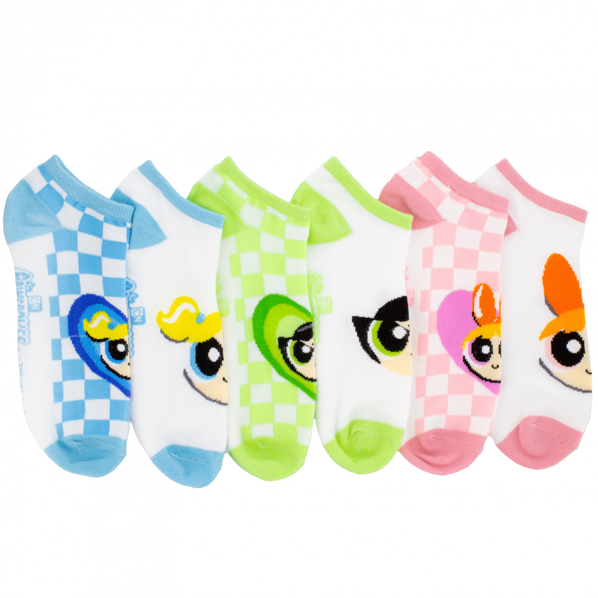 The Powerpuff Girls Checkered Women's Ankle Socks 6-Pair Pack, Multi-Color