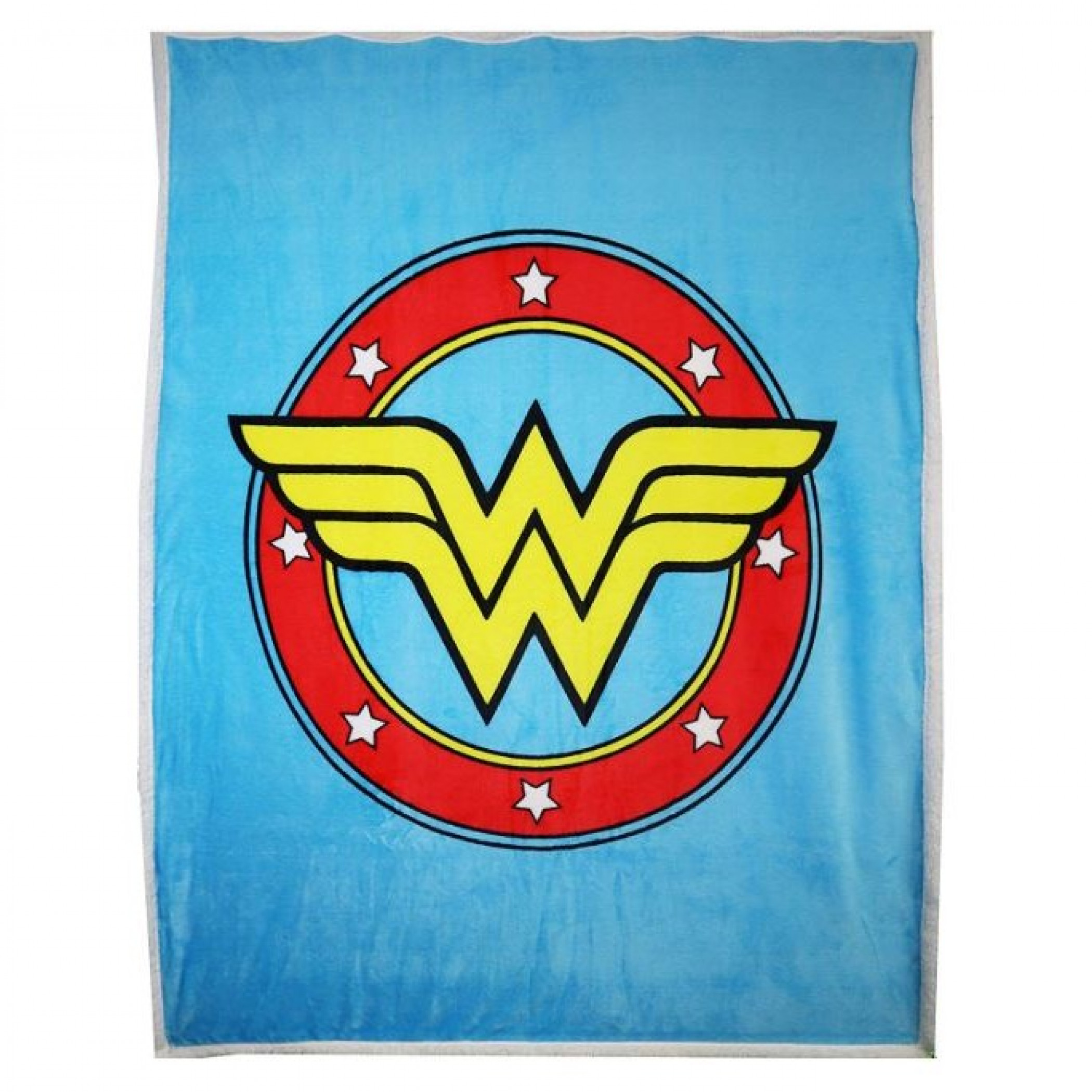 DC Comics Wonder Woman Logo Thick Micro Sherpa Throw Blanket, Blue