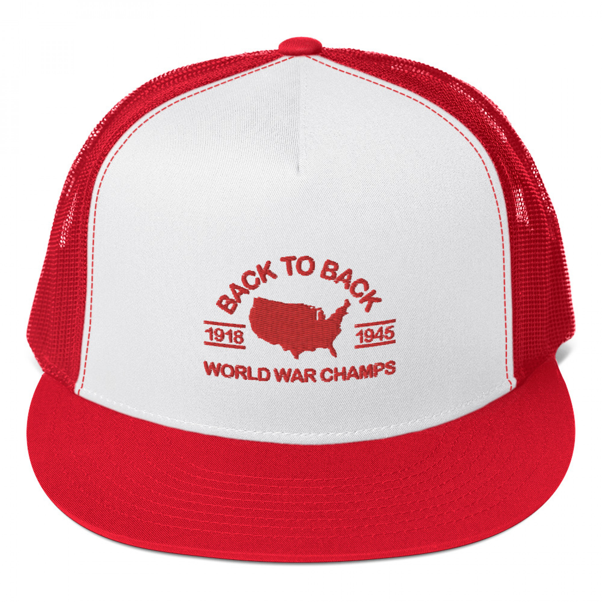 Back To Back World War Champs Red Trucker Hat