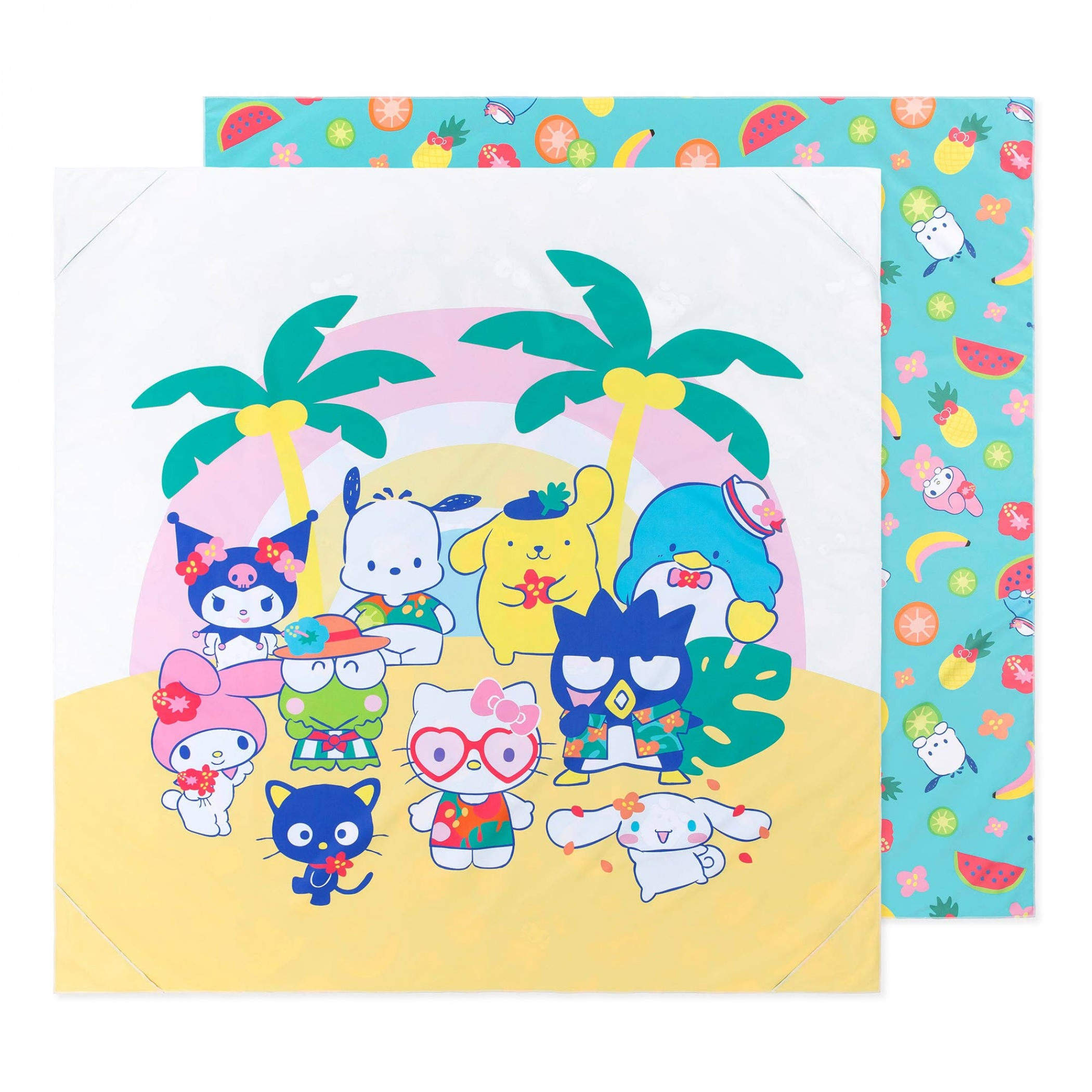 Hello Kitty & Friends Sanrio Tropical Reversible Roll & Go Blanket, Multi-Color