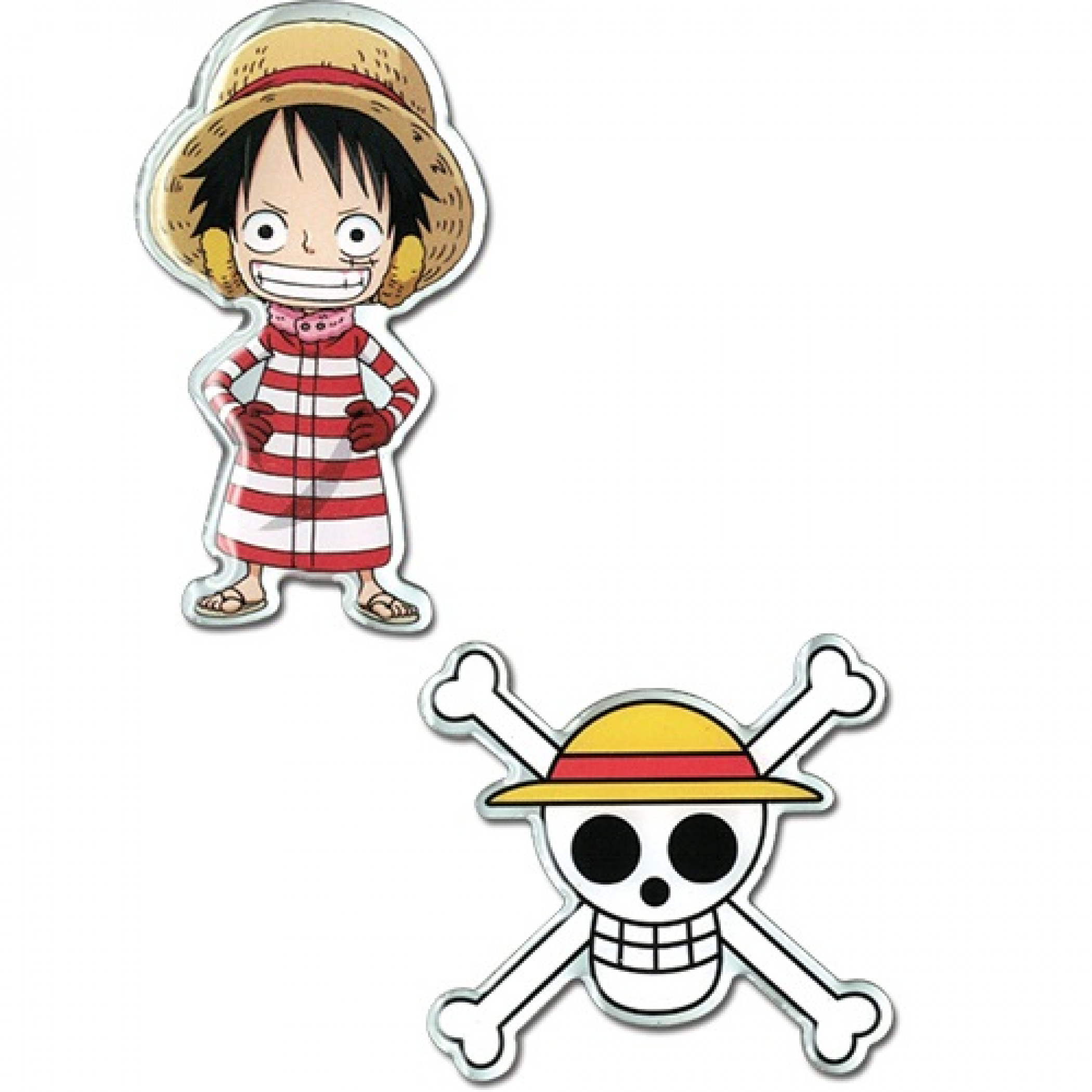 One Piece Luffy and Luffy Skull Pin Set, White