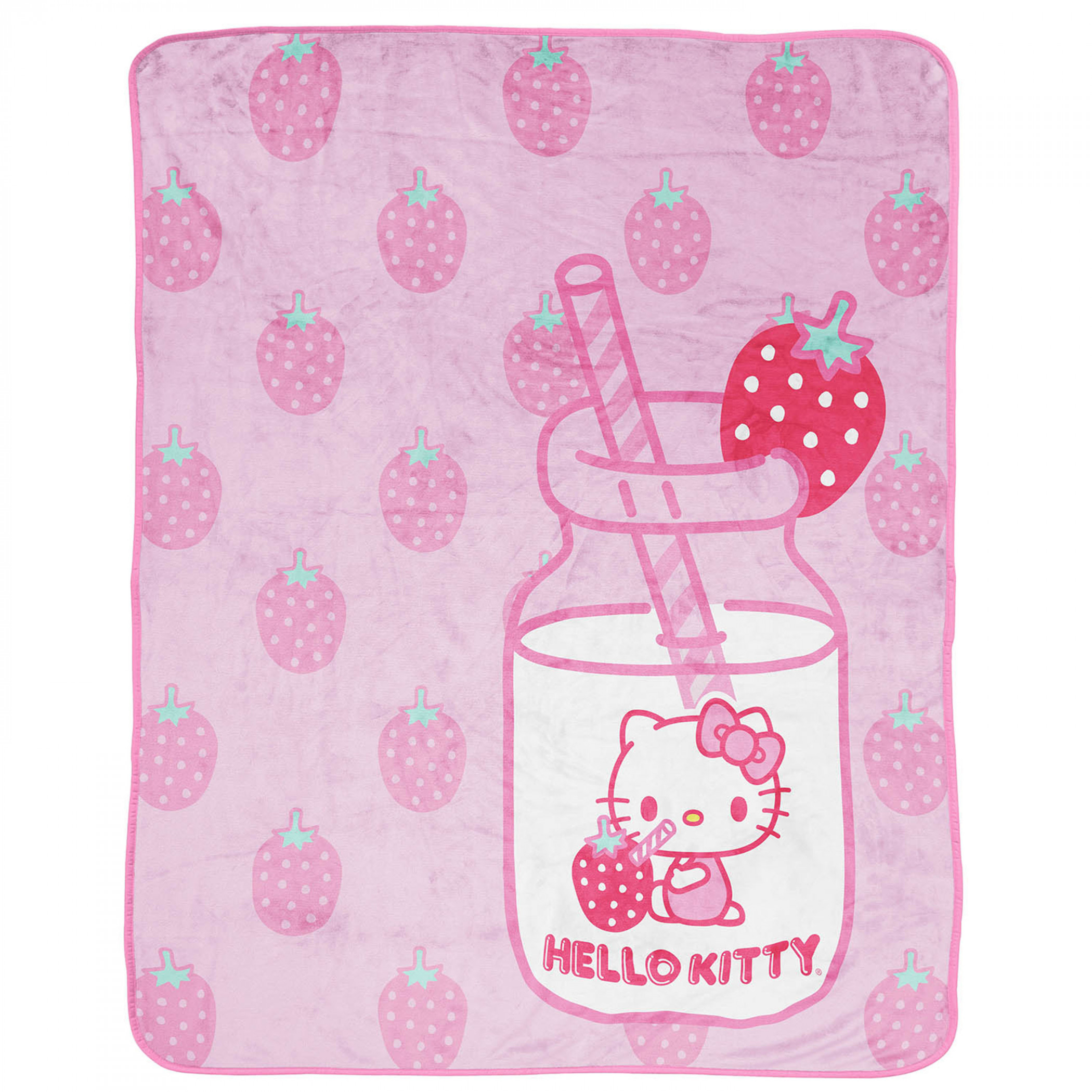 Hello Kitty Strawberry Milk Silk Touch 46x60 Throw Blanket, Pink