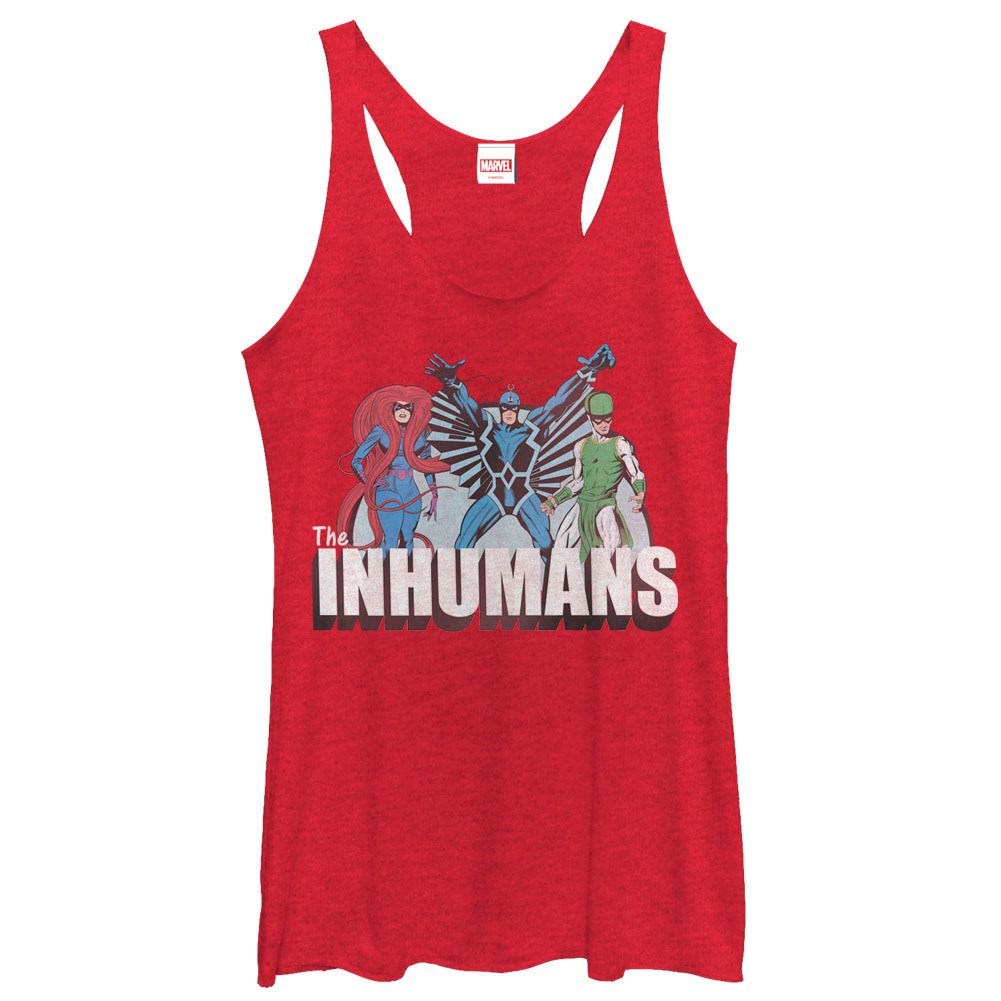 Marvel Teams Inhuman Groupshot Red Juniors Racerback Tank Top, Red
