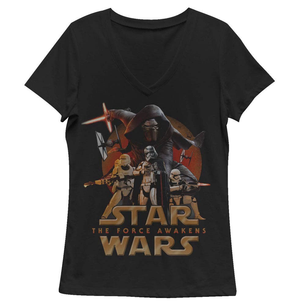Star Wars Episode 7 New Poster Black Juniors V Neck T-Shirt, Black
