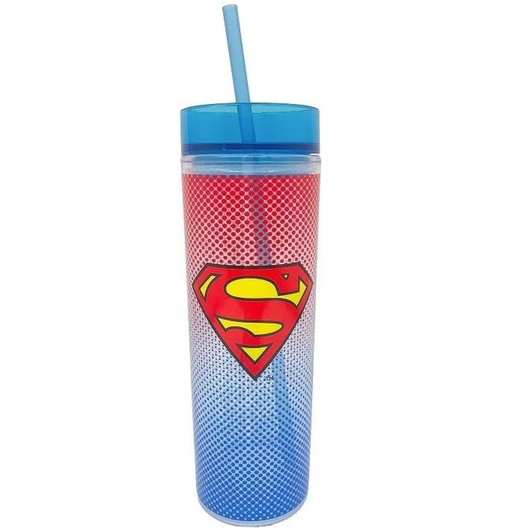 Superman Symbol Travel Mug with Straw, Blue