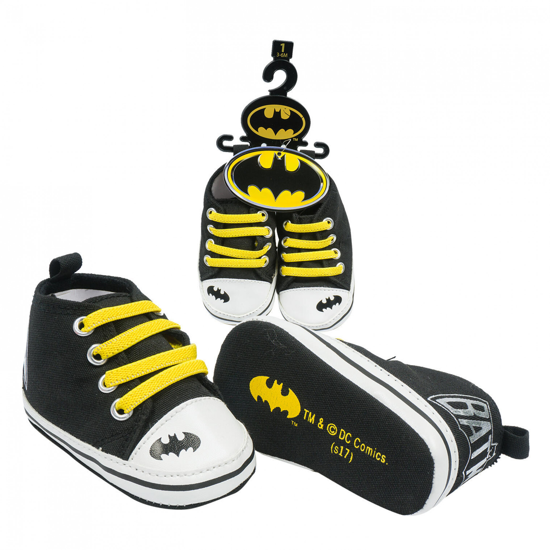 Batman Symbol and Text Baby Shoes, Multi-Color