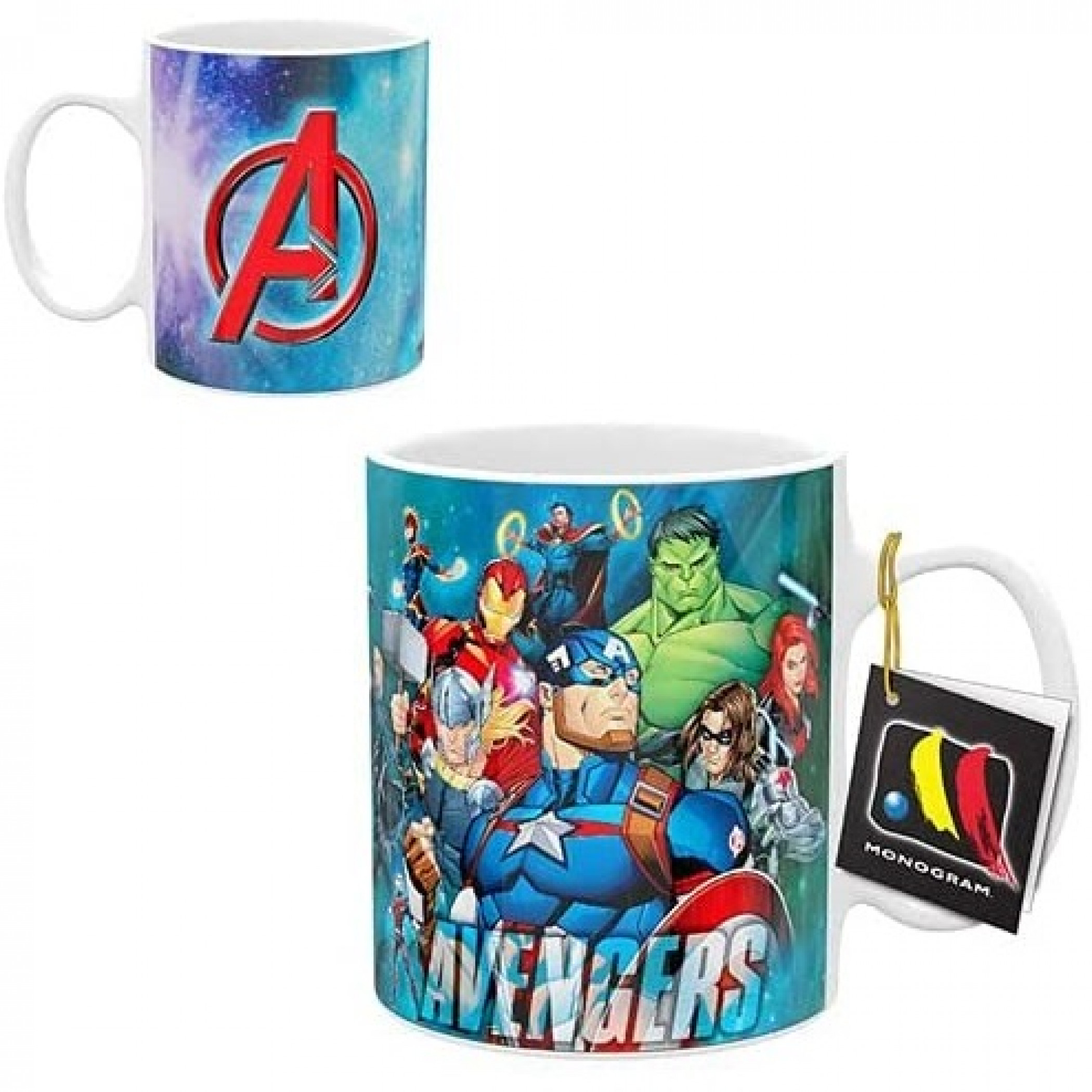 Marvel Avengers Characters and Symbol 11oz Ceramic Mug, Multi-Color