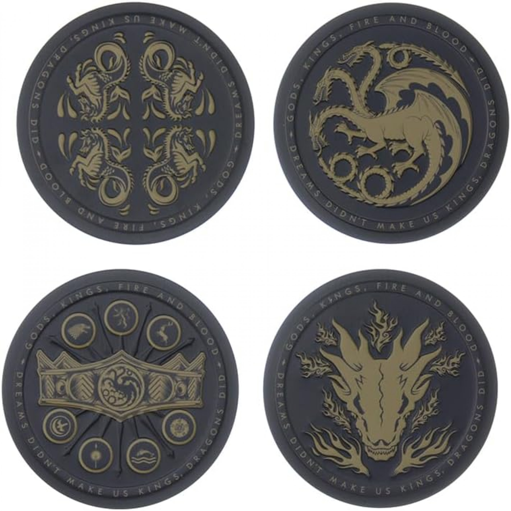 House of The Dragon Cork Backed Metal Coasters, Multi-Color