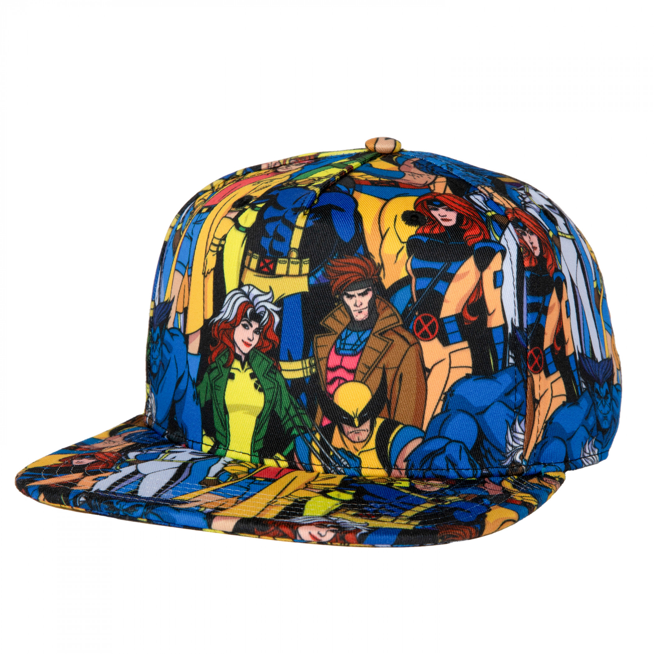 X-Men Mutants Collage Flat Brim Snapback Hat, Multi-Color