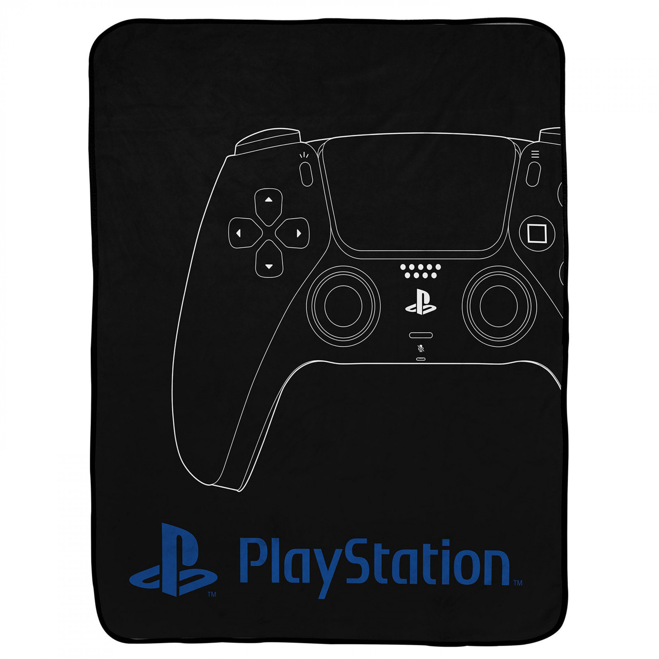 PlayStation PS5 Controller Silk Touch 46x60 Throw Blanket, Black