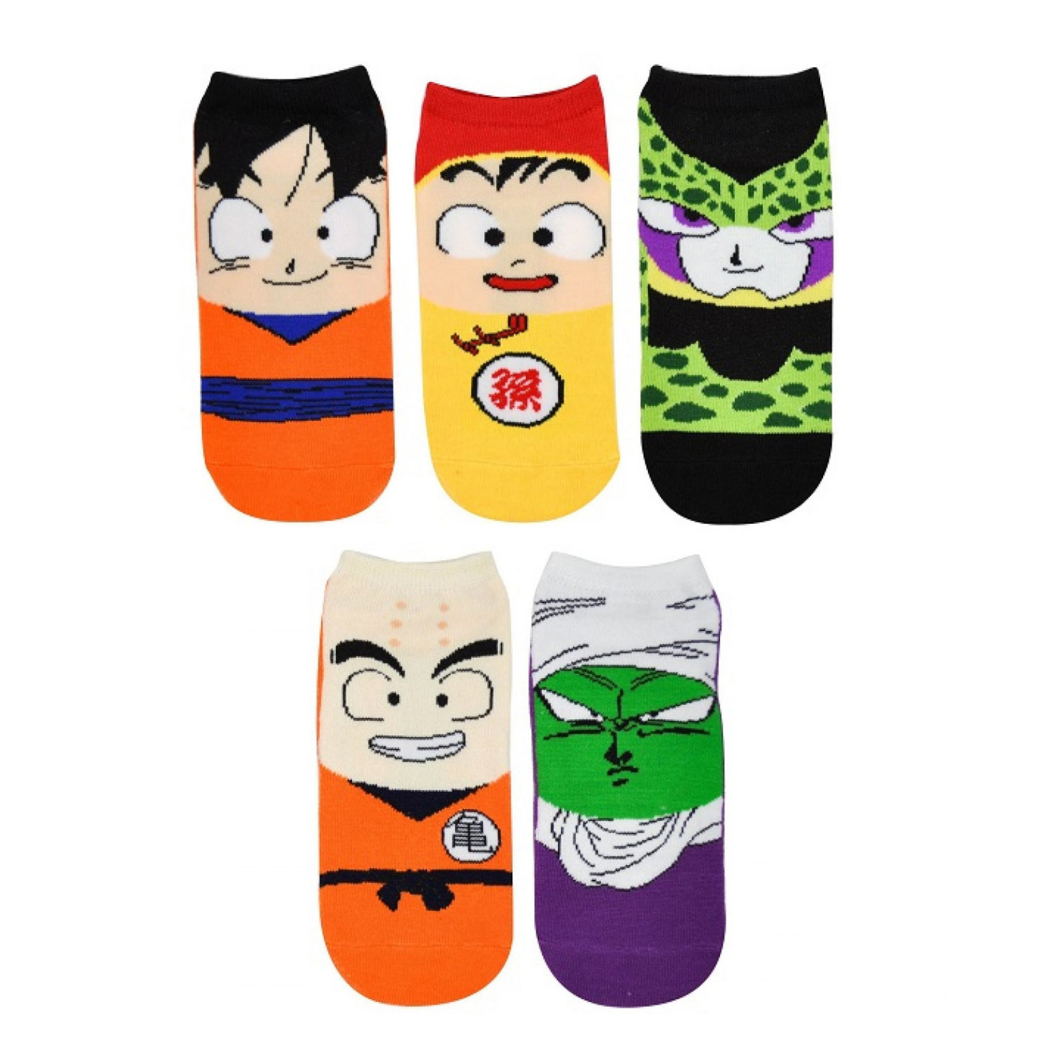 Dragon Ball Z Chibi 5-Pair Pack of Low Cut Socks, Multi-Color