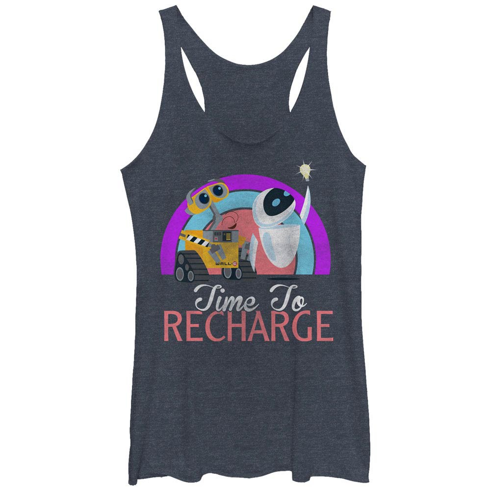 Disney Pixar Wall E Recharge Blue Juniors Racerback Tank Top