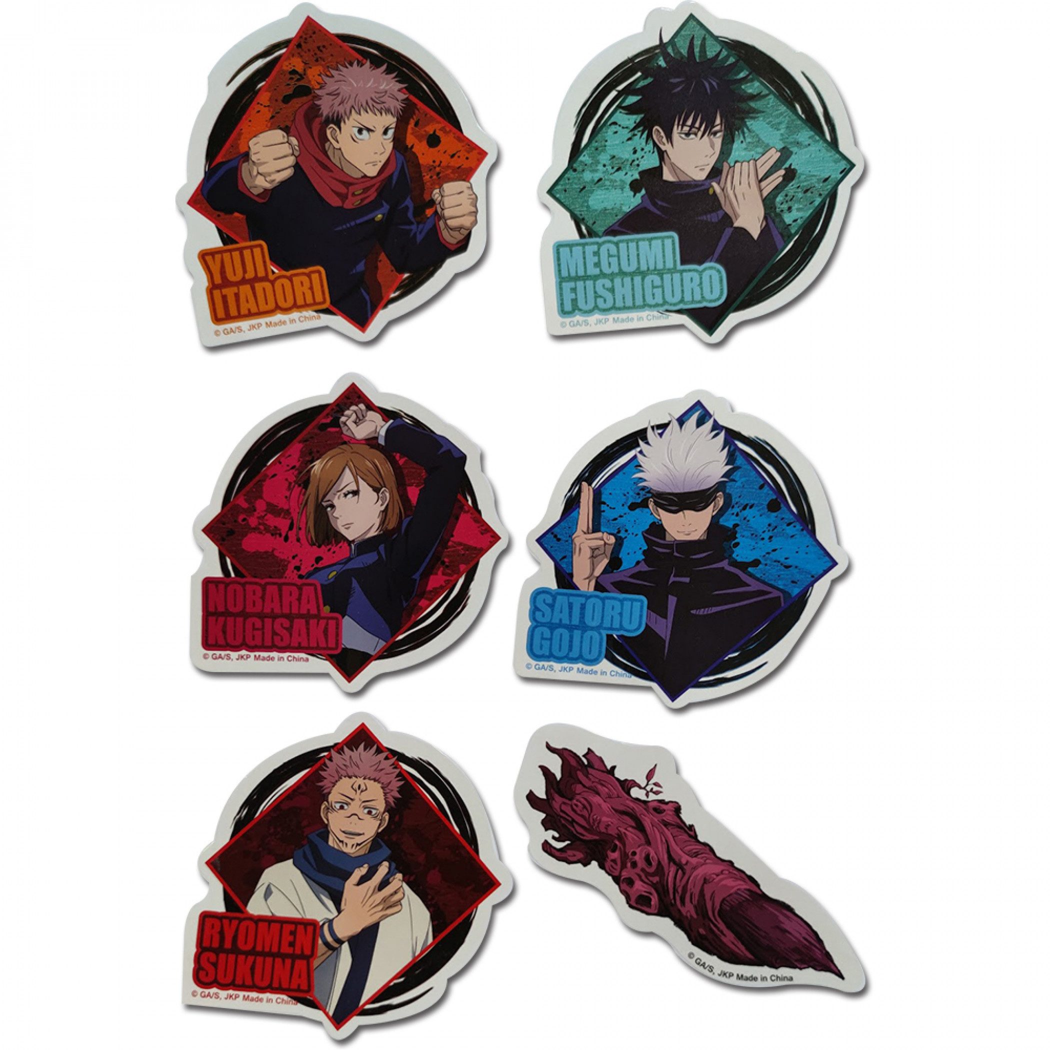 Jujutsu Kaisen Character Group Die Cut Sticker Set, Multi-Color