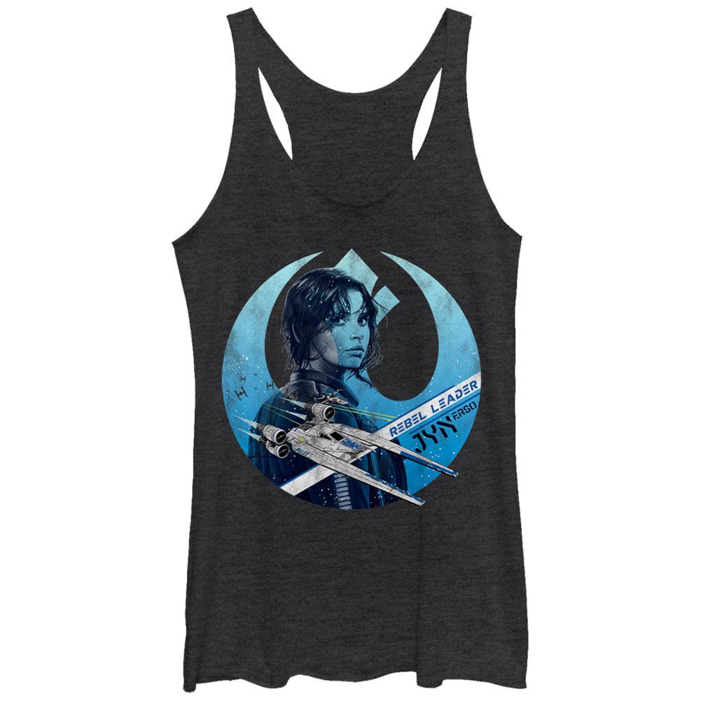Star Wars Rogue One Rebel Leader Black Juniors Racerback Tank Top, Black