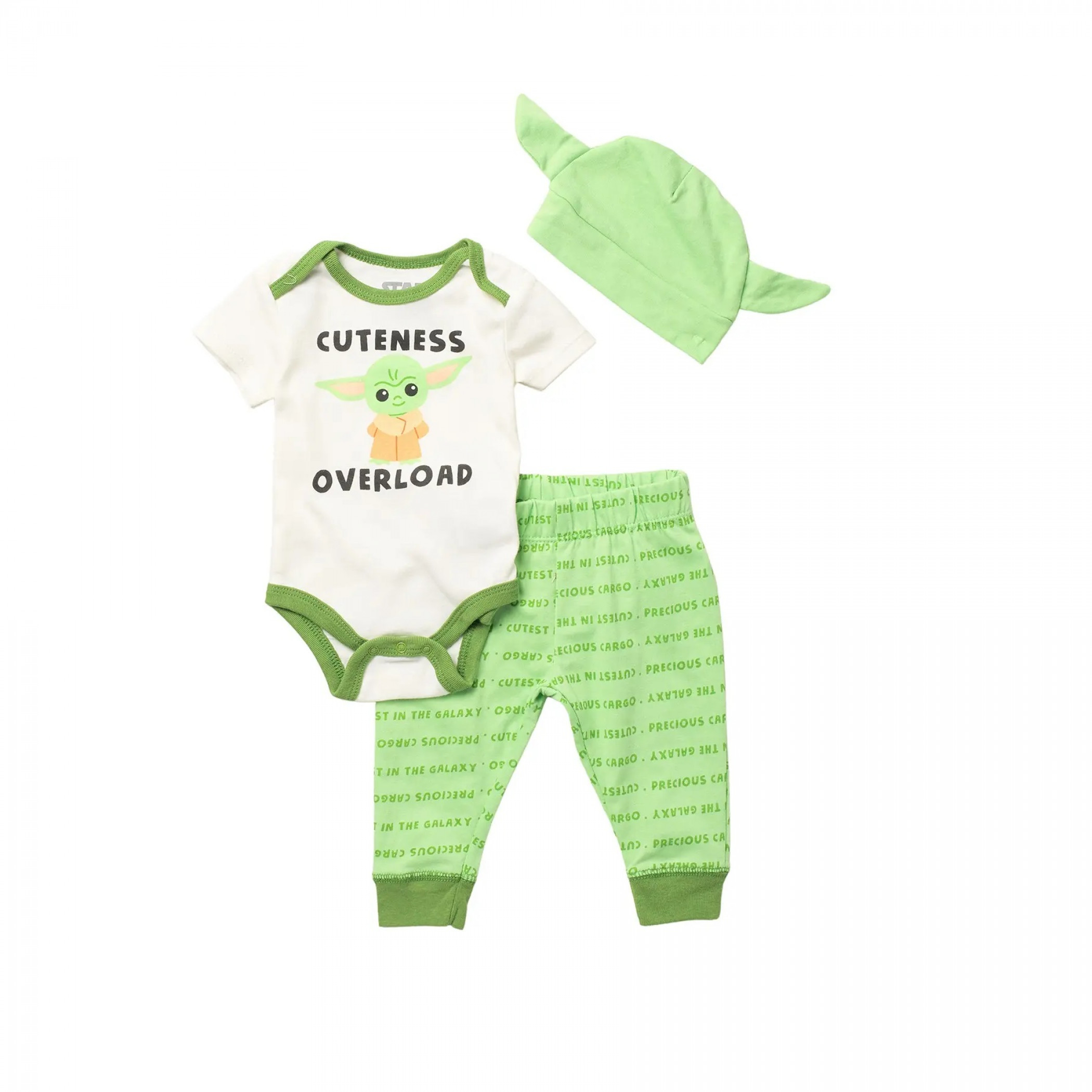 Star Wars The Mandalorian Child 3-Piece Bodysuit Set With Cap, Multi-Color