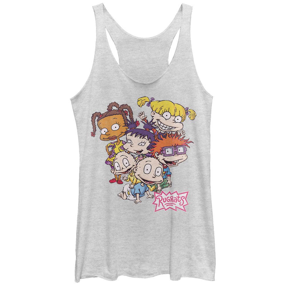 Rugrats Nickelodeon Rugrats Pile White Juniors Racerback Tank Top