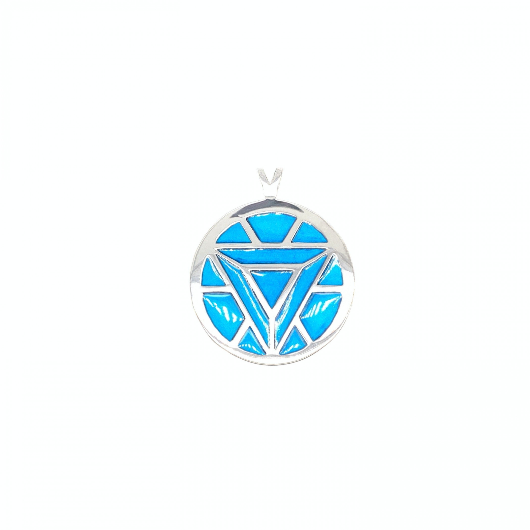 Marvel Iron Man’s Arc Reactor Turquoise Pendant, Silver