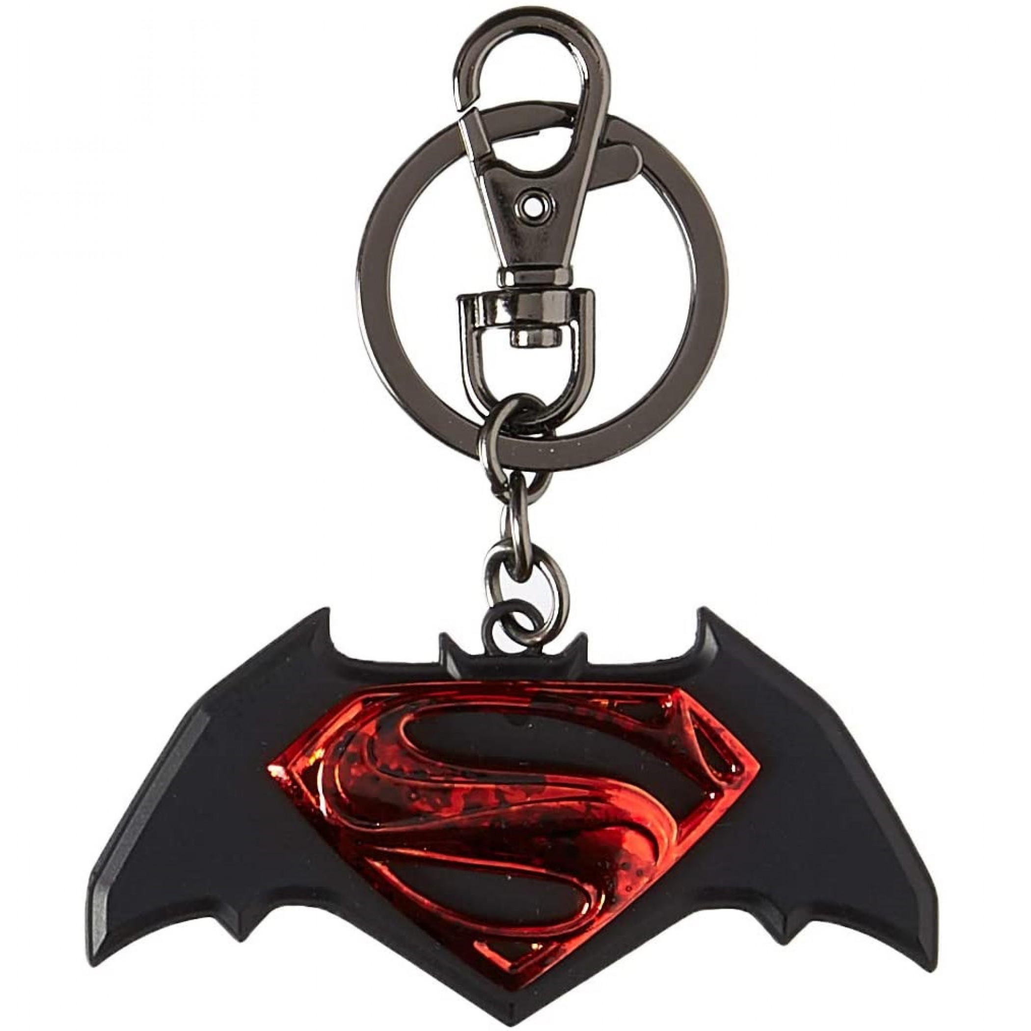 Batman v Superman Stacked Symbol Pewter Keychain, Multi-Color