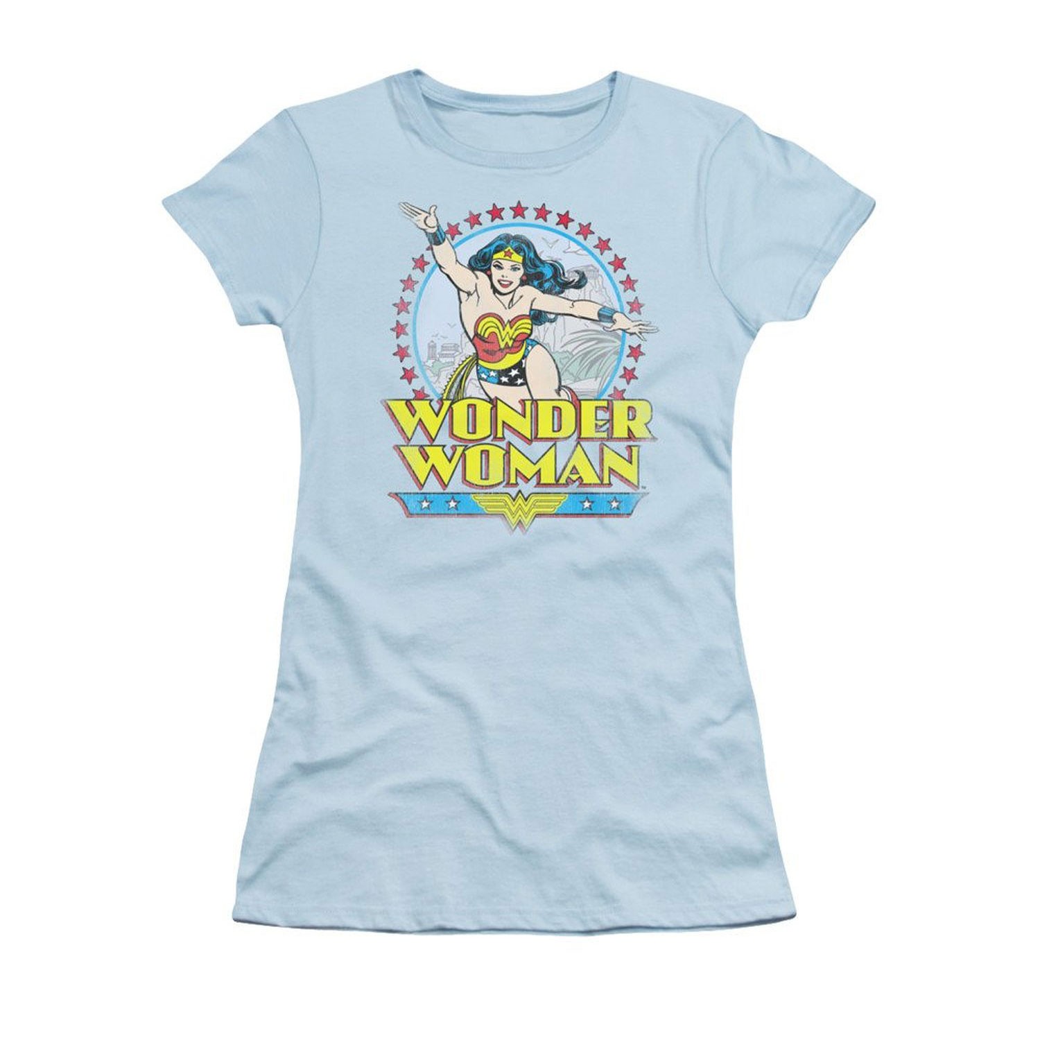 Wonder Woman Star of Paradise Blue Ladies Graphic T-Shirt, Blue
