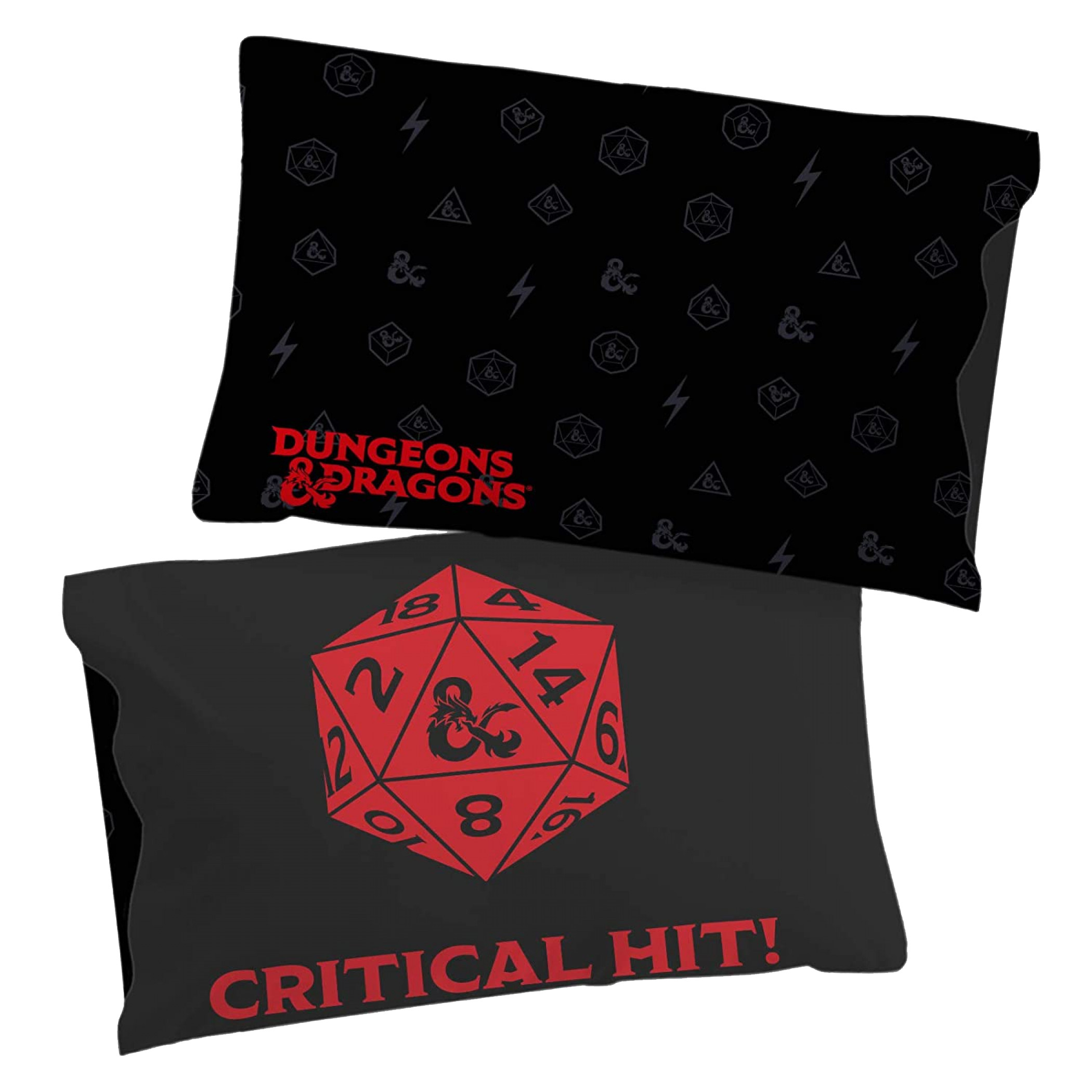Dungeons & Dragons Red Dragon Critical Hit Dice Pillowcase, Black