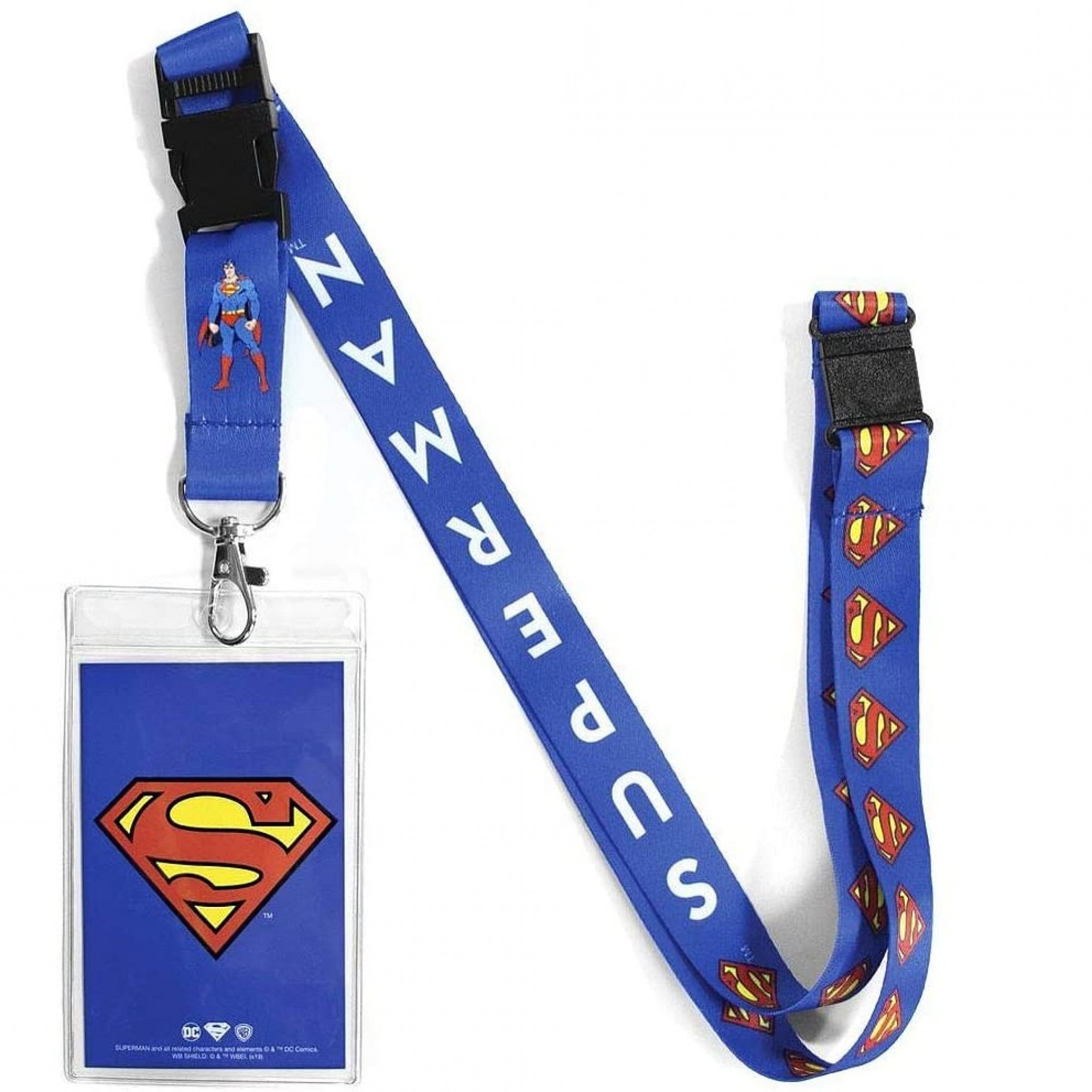 Superman Repeating Logos Lanyard, Blue