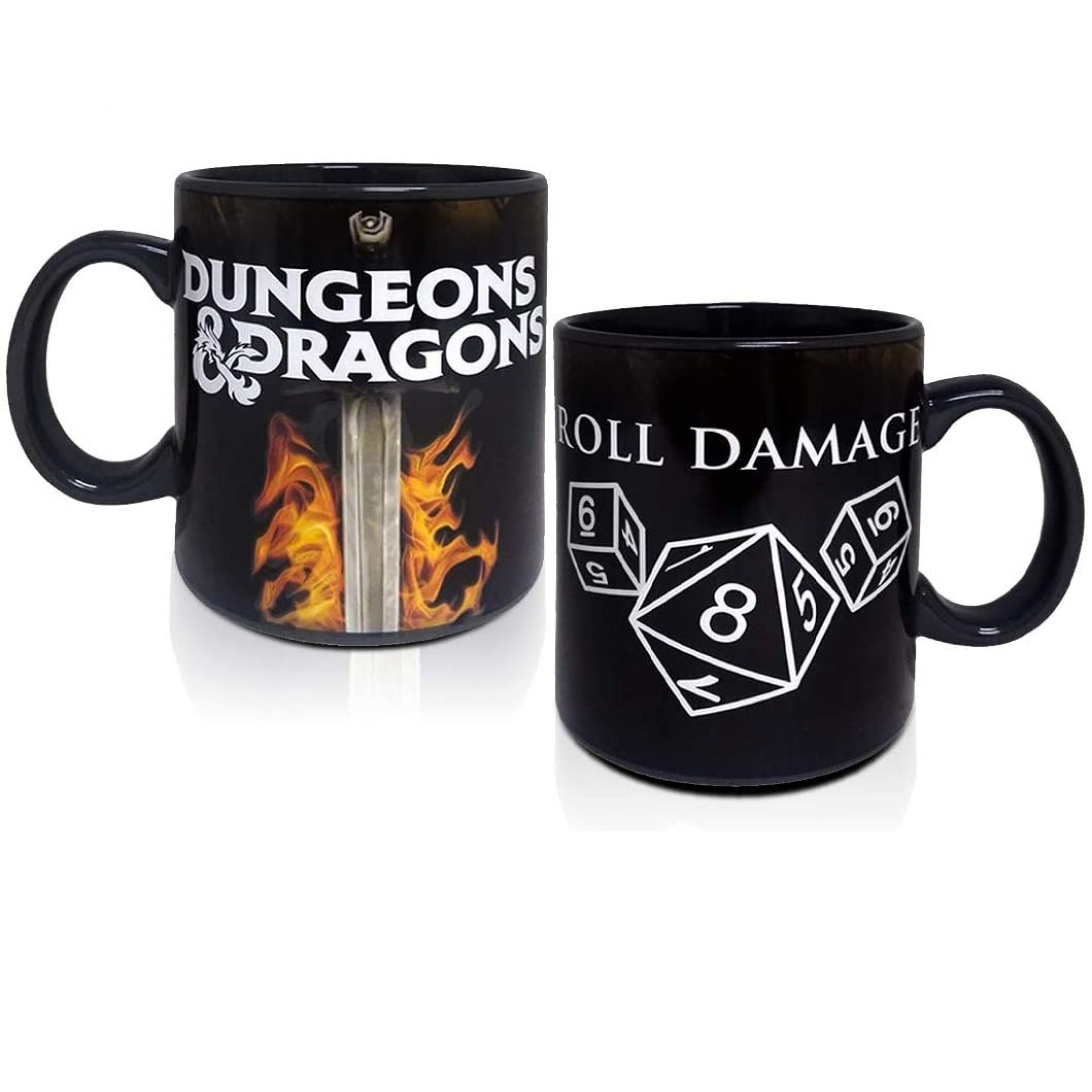 Dungeons and Dragons Roll Damage Color Change 16 Ounce Mug, Black