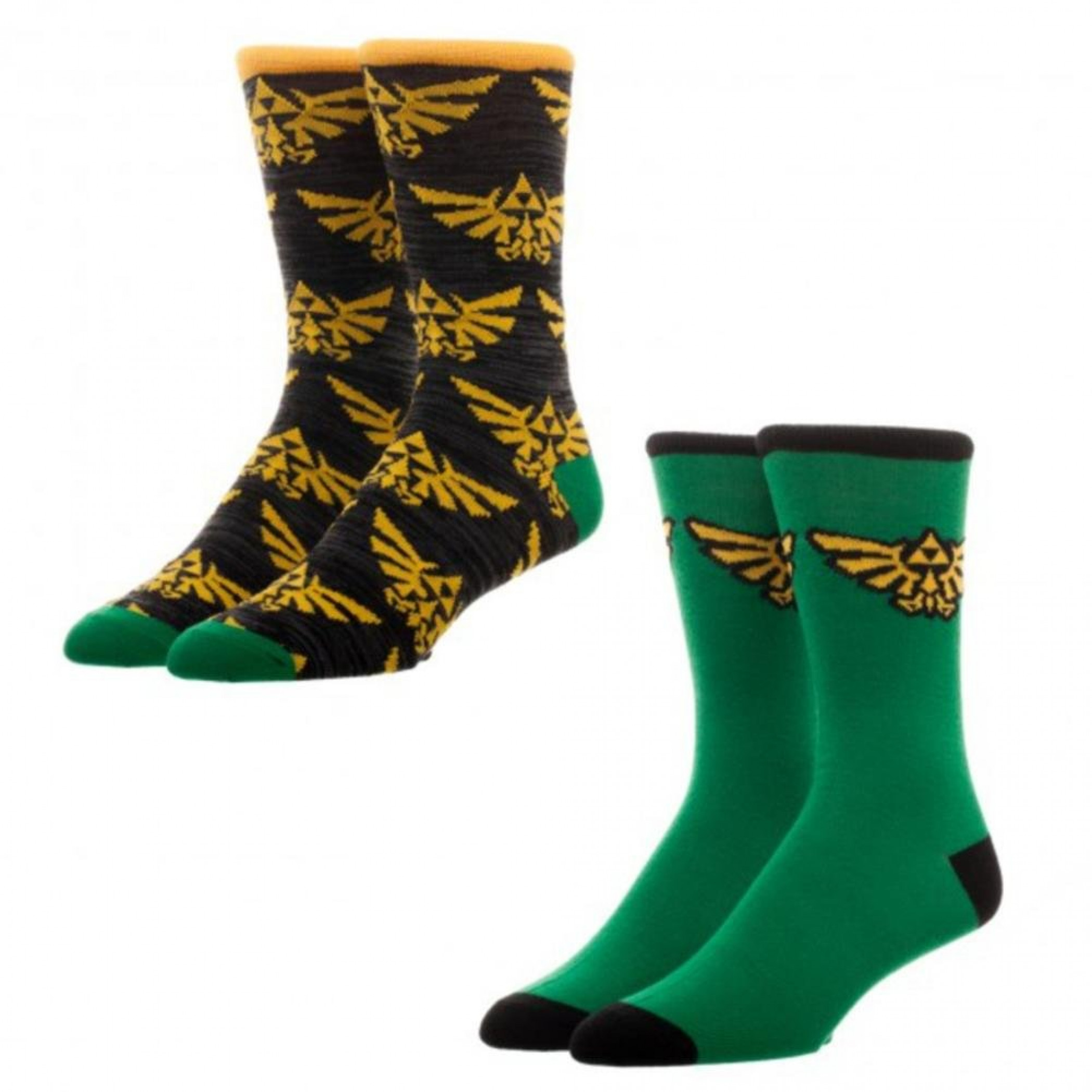 Nintendo Zelda Triforce Crest 2-Pack Crew Socks, Green