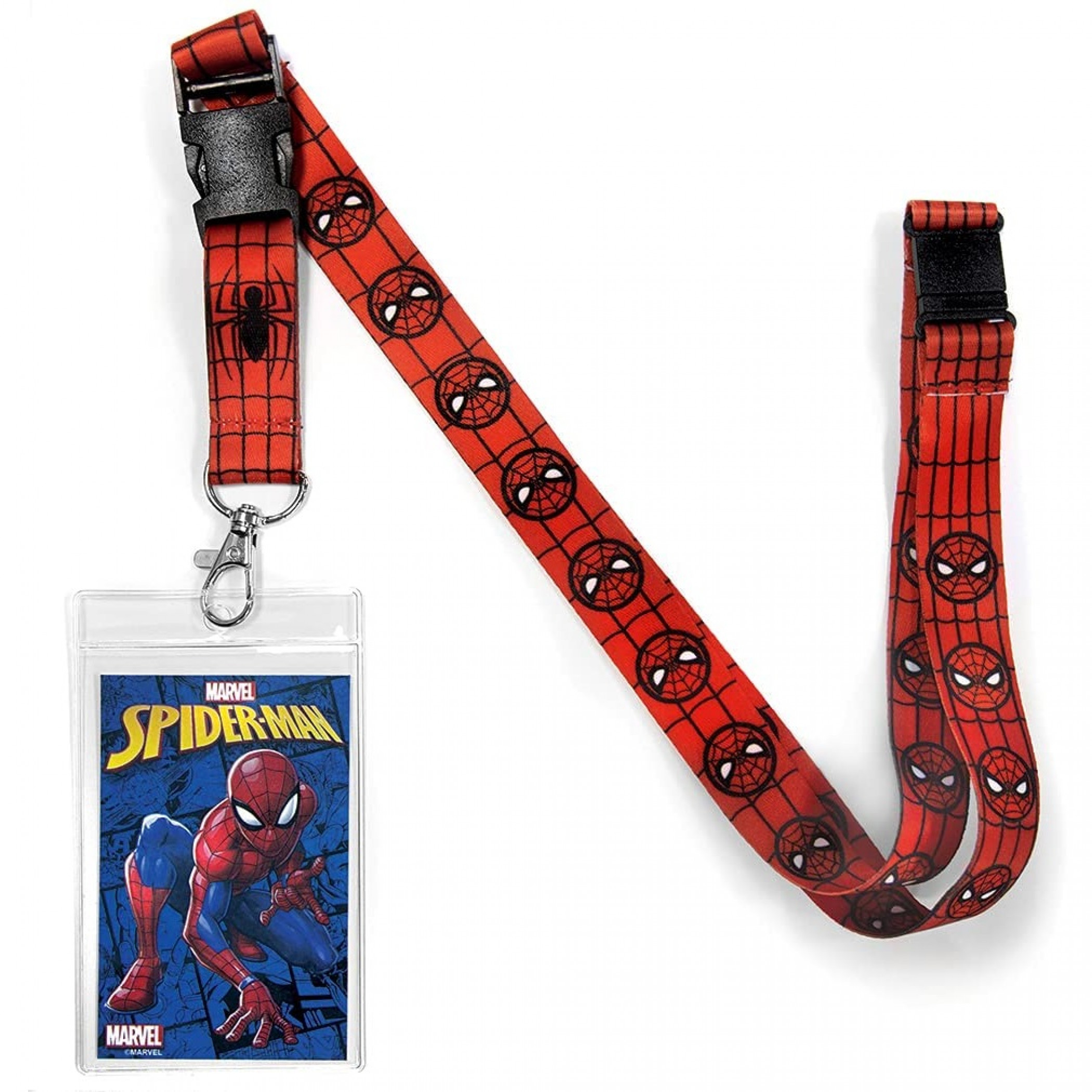 Marvel Comics Spider-Man Logo Covered Lanyard, Red
