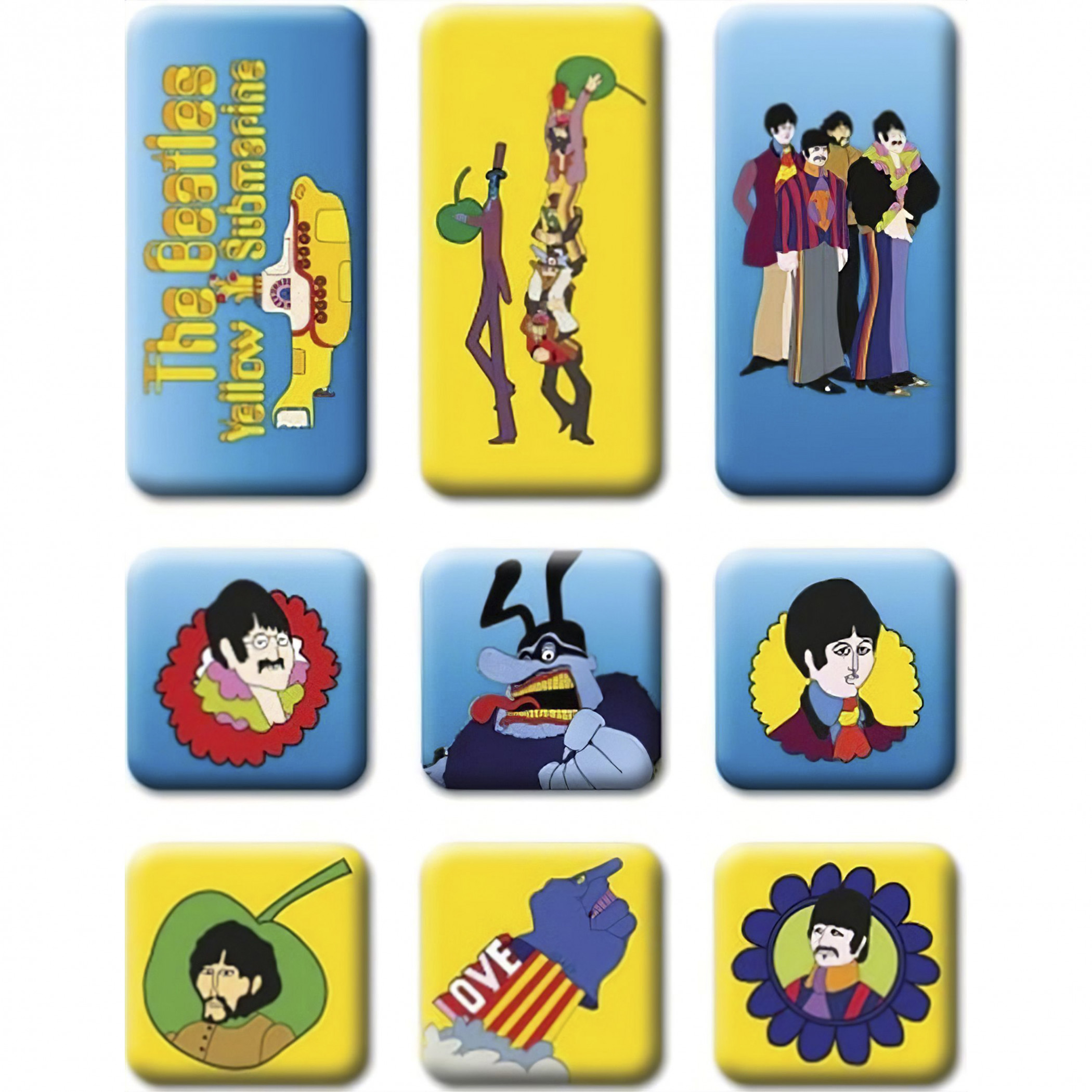 The Beatles Yellow Submarine 9-Piece Magnet Set, Multi-Color