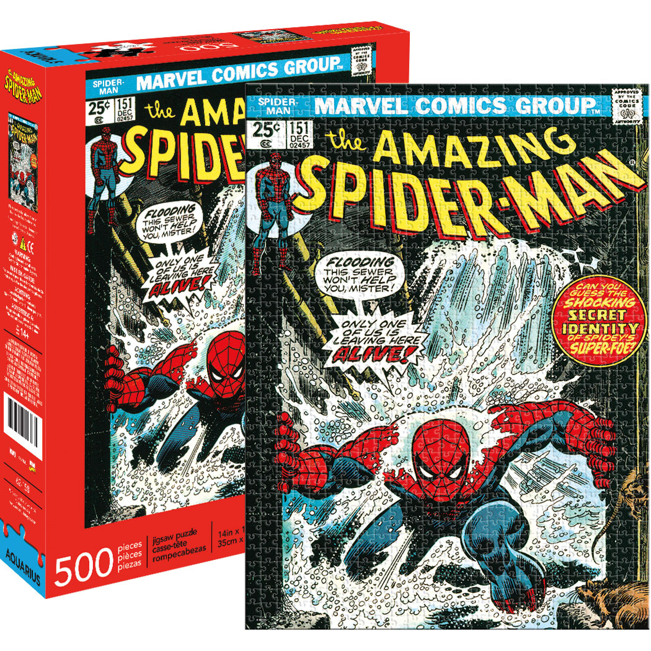 Marvel Spider-Man Comic Cover 500 Piece Puzzle, Black