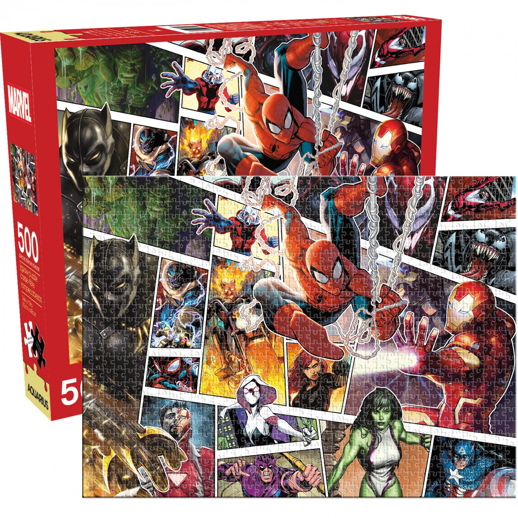 Marvel Character Panels 500-Piece Jigsaw Puzzle, Multi-Color