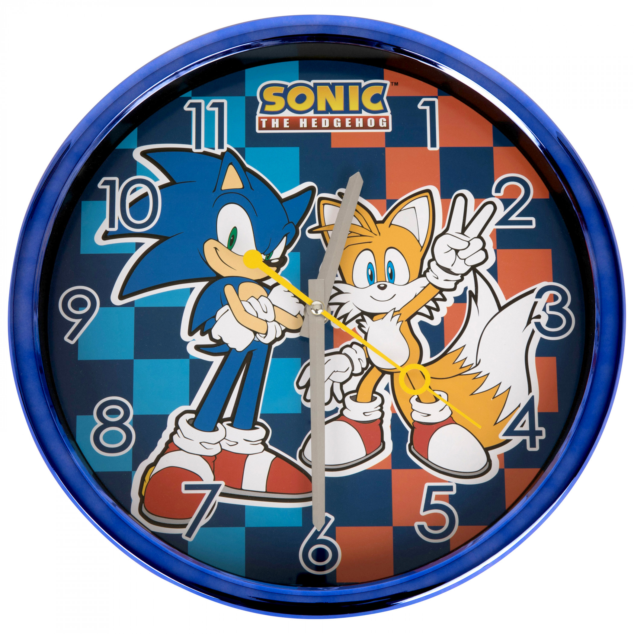 Sonic the Hedgehog and Tails Checkered Wall Clock, Multi-Color