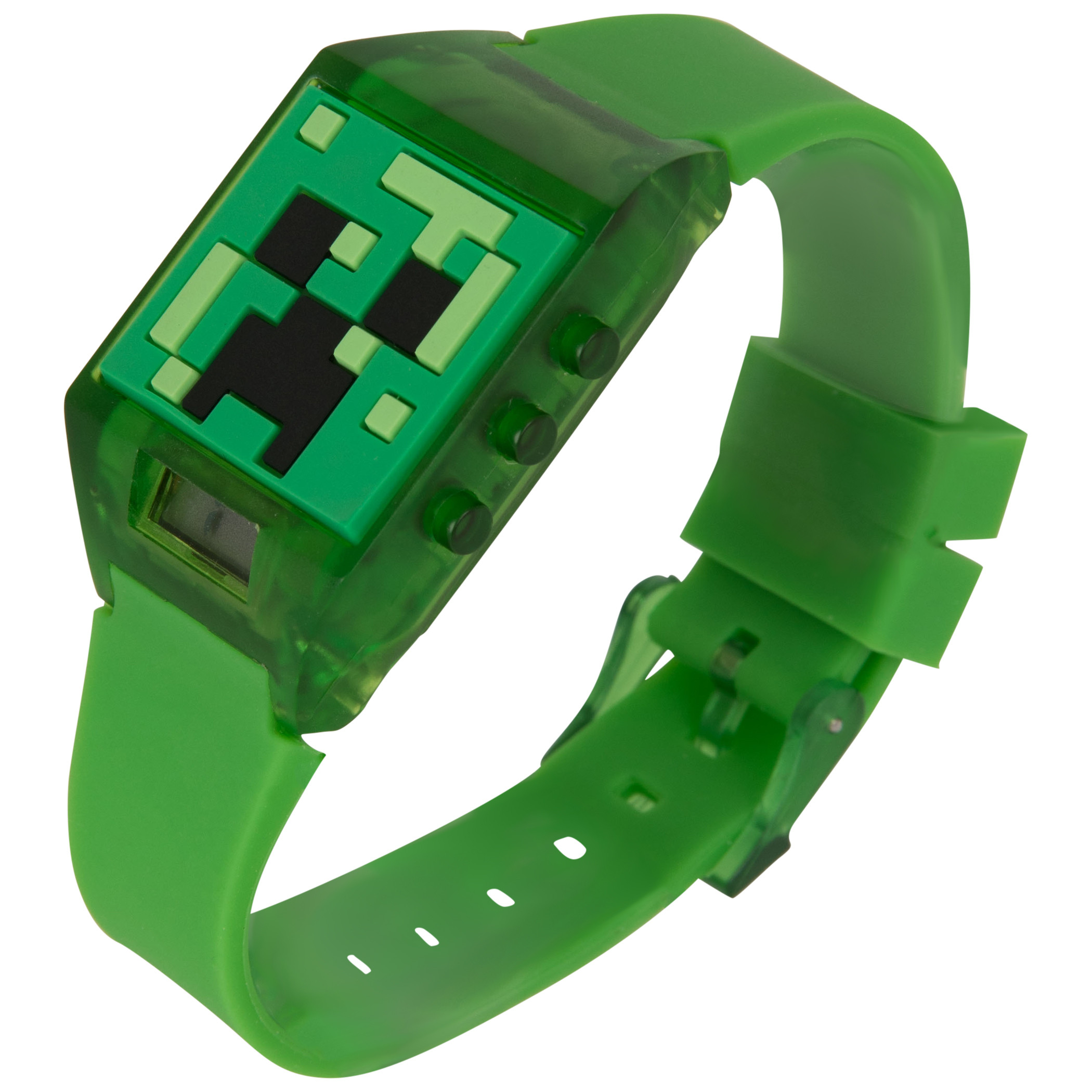 Minecraft Creeper LCD Kids Digital Wrist Watch with Rubber Dial, Green