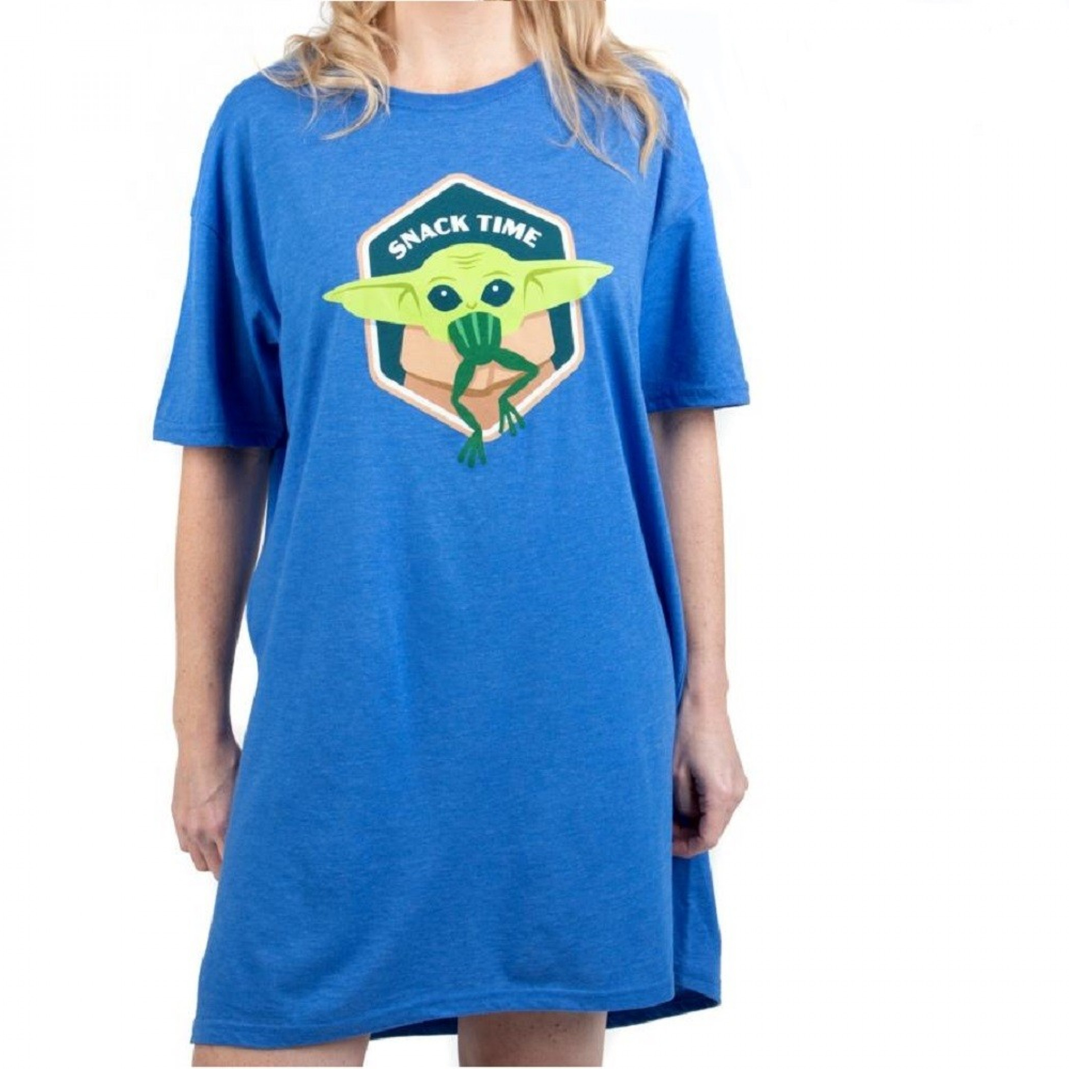 Star Wars The Mandalorian The Child Snack Time Women's Lounge Shirt, Blue