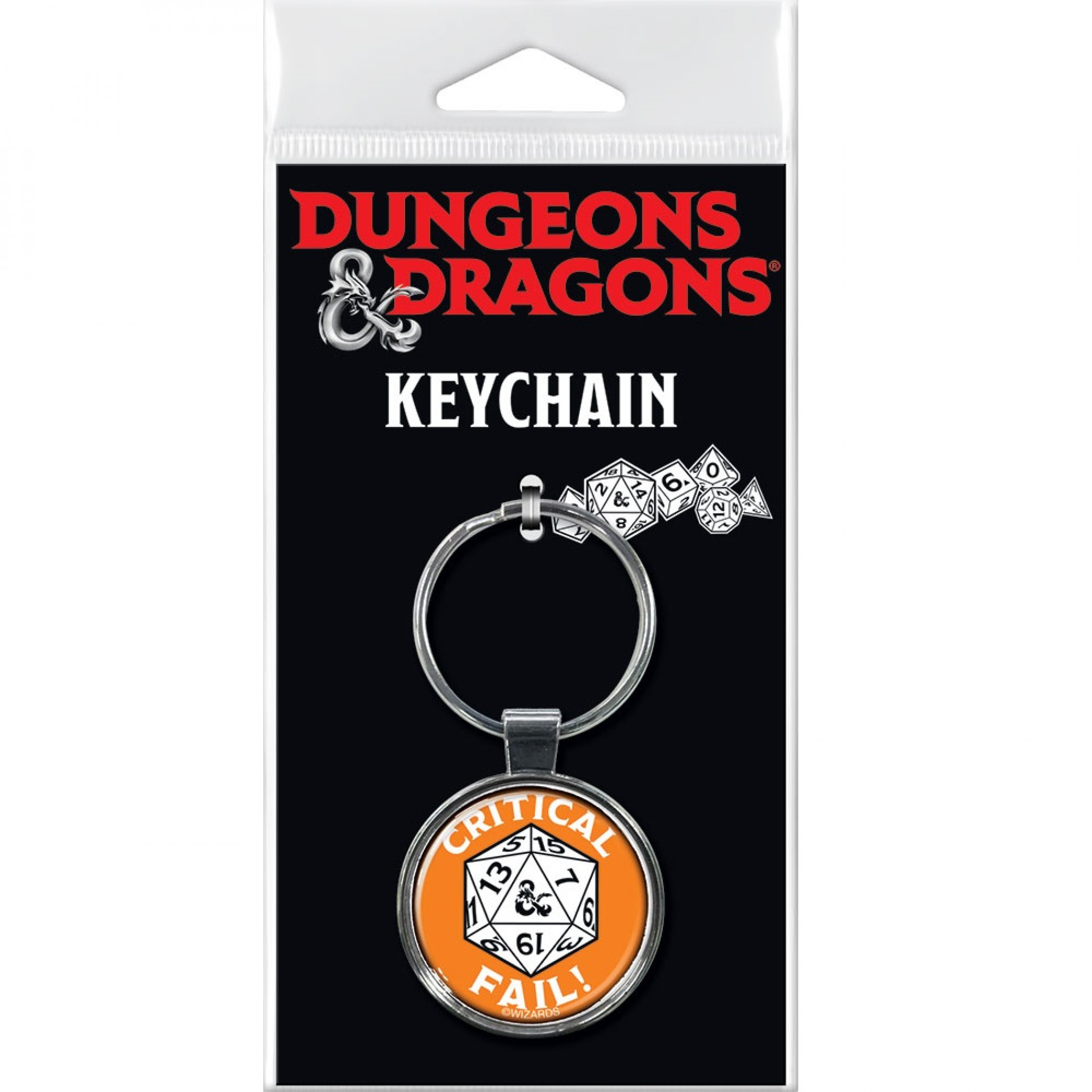 Dungeons & Dragons Critical Fail Keychain, Orange