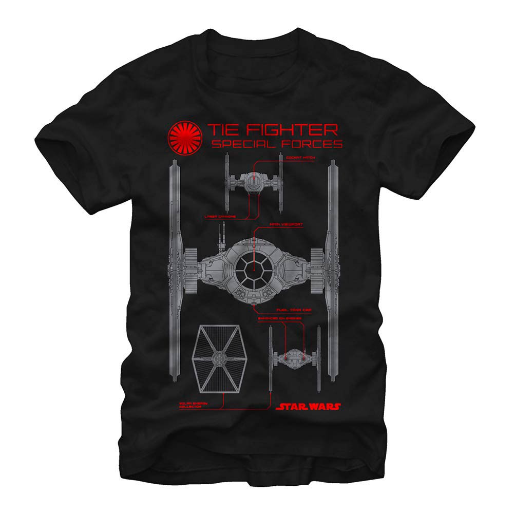 Star Wars Episode 7 Black Schematic Black T-Shirt, Black