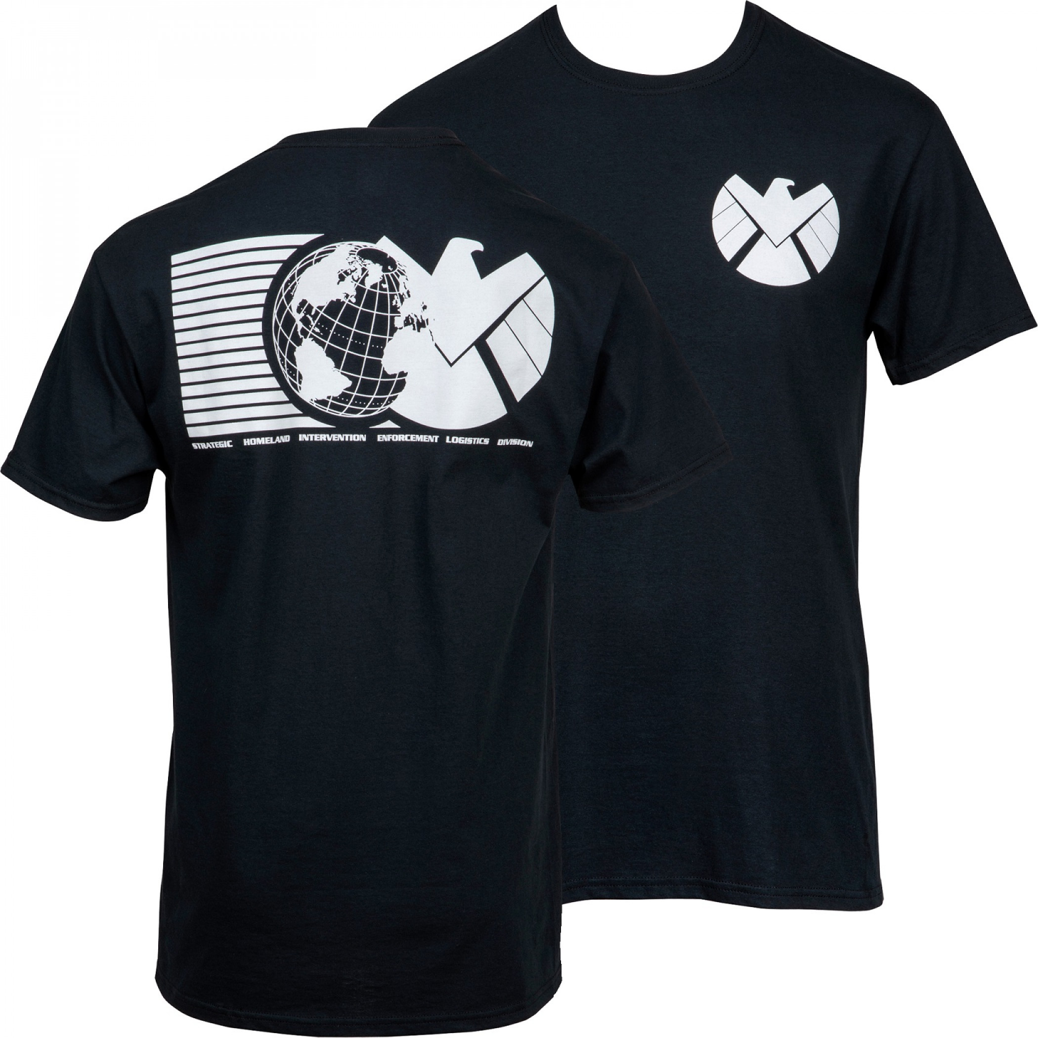 Marvel's S.H.I.E.L.D. Symbol Front and Back Print T-Shirt, Black