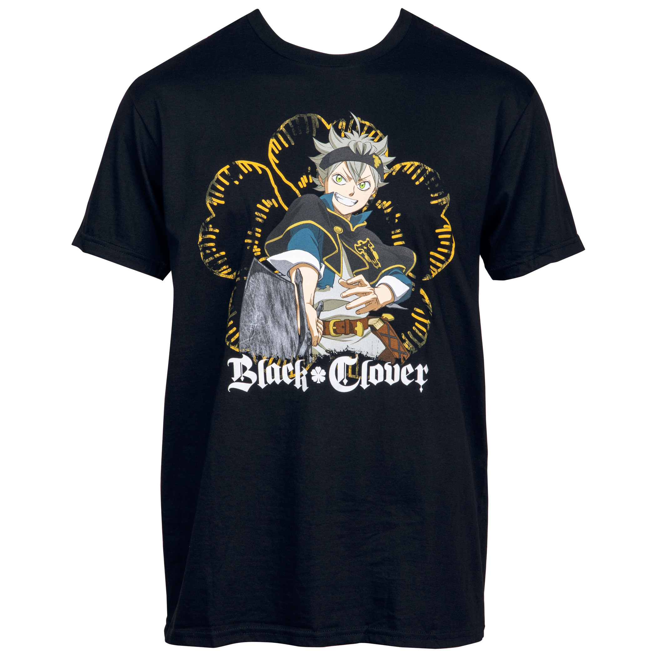 Black Clover Asta with Demon Dweller Sword Five Leaf Clover T-Shirt, Black