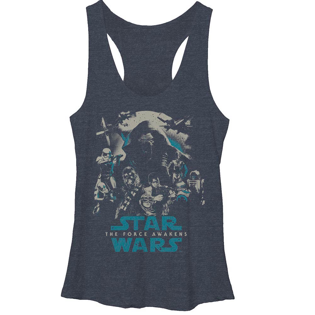 Star Wars Episode 7 Poster Out Blue Juniors Racerback Tank Top, Blue