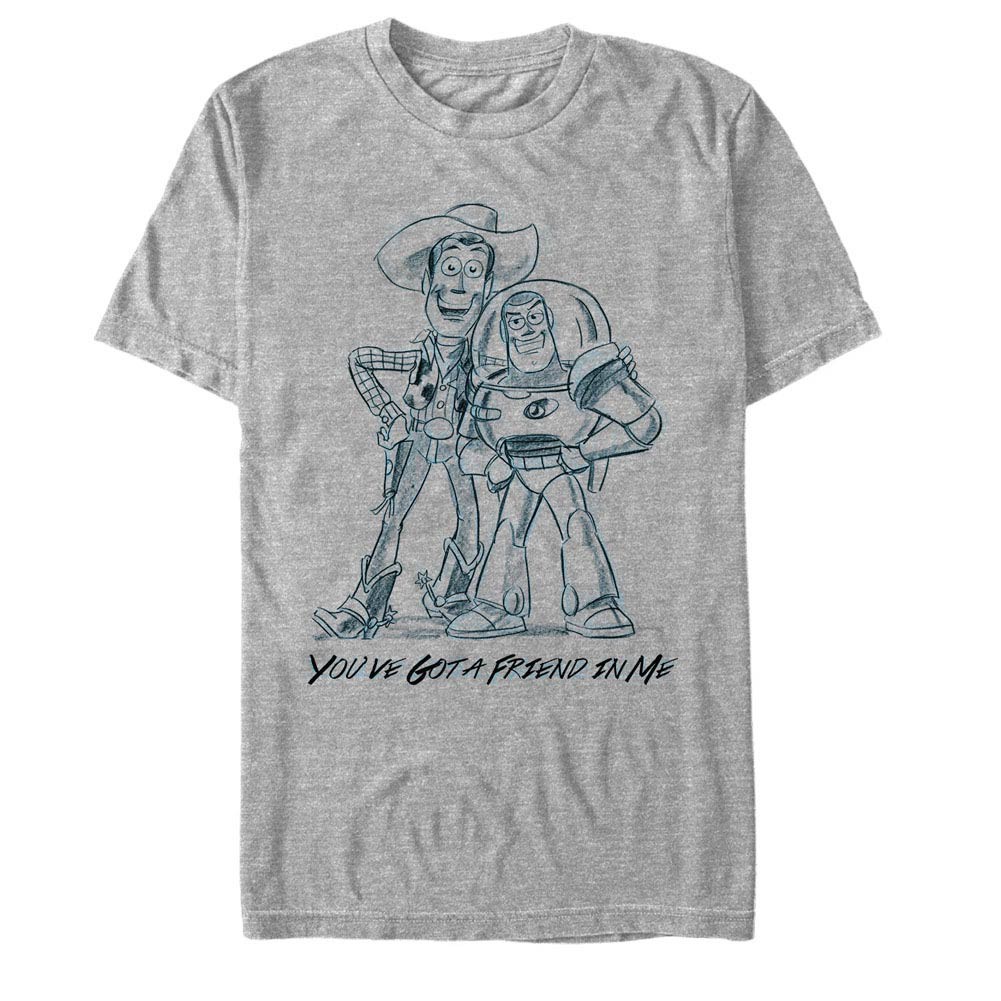 Disney Pixar Toy Story 1-3 Sketch Friends Gray T-Shirt
