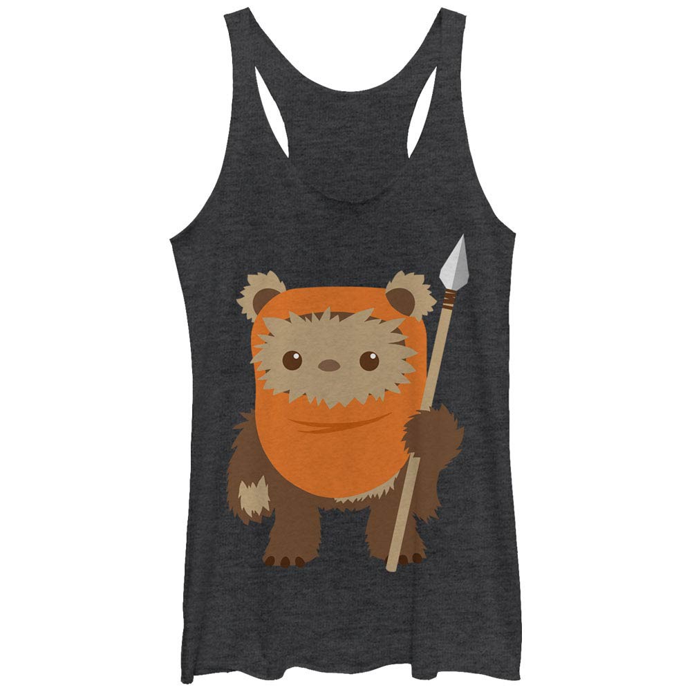 Star Wars Ewok Spear Black Juniors Racerback Tank Top, Black