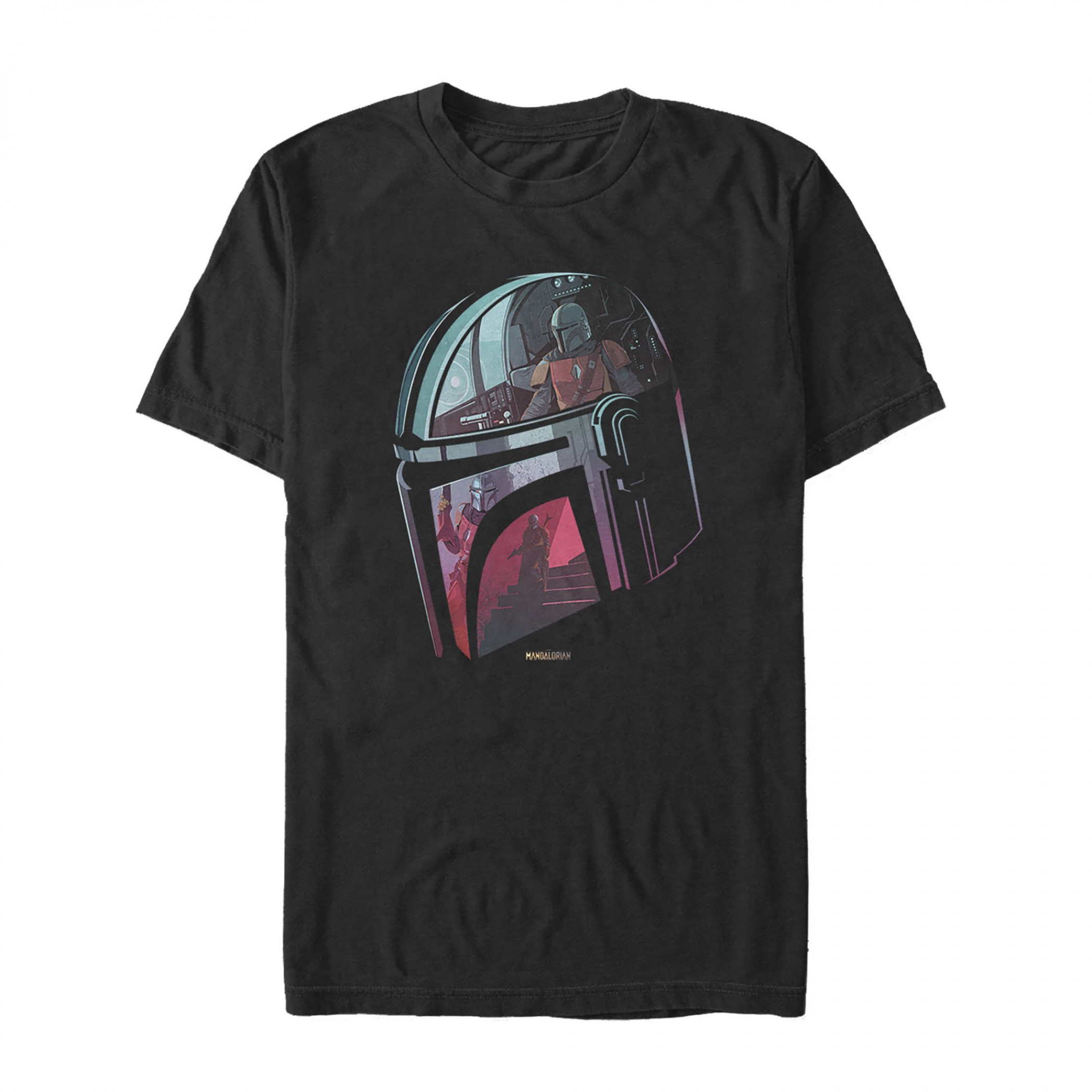 The Mandalorian Helmet Reflection T-Shirt, Black