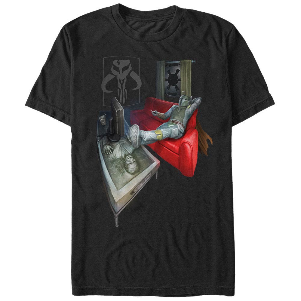Star Wars Fett Lounging Black T-Shirt, Black