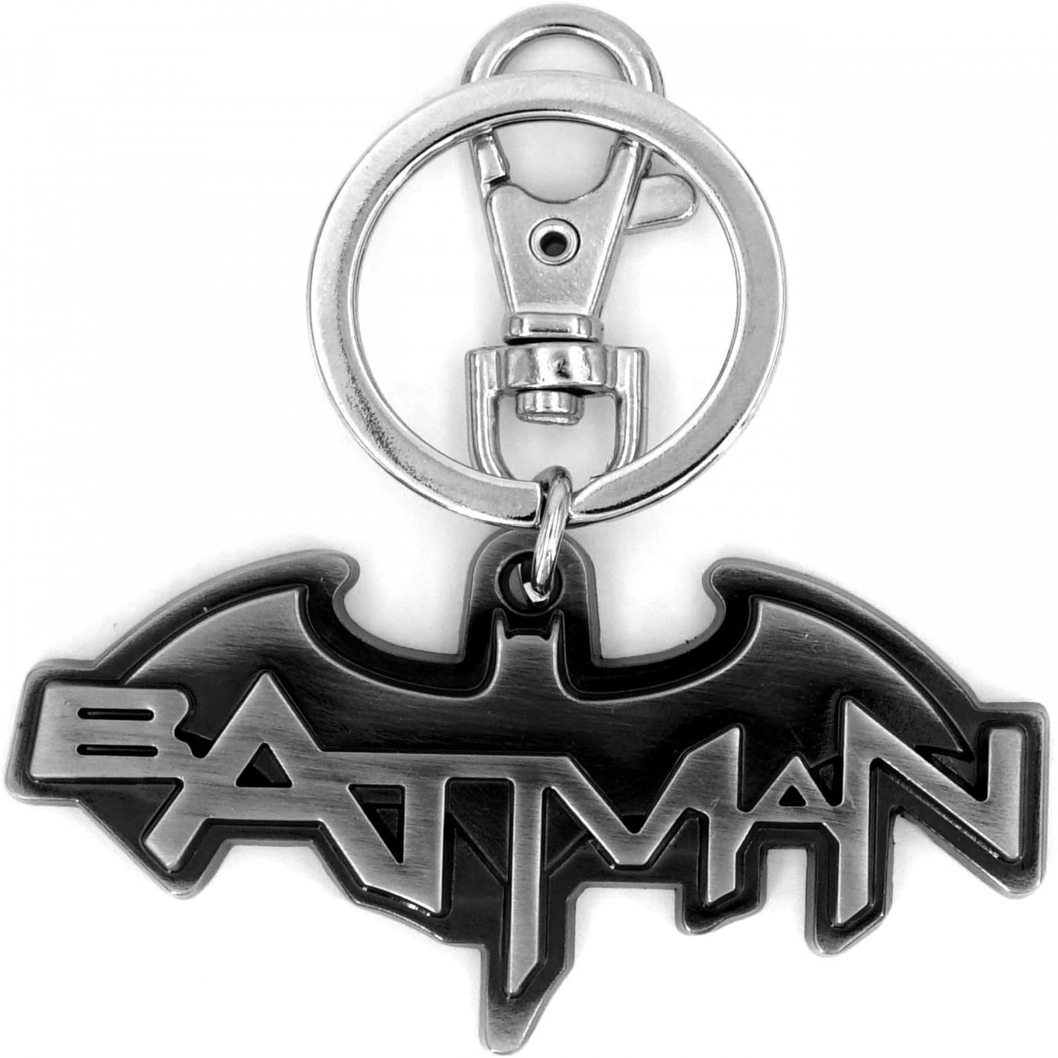 Batman Logo Silver Pewter Keychain, Silver