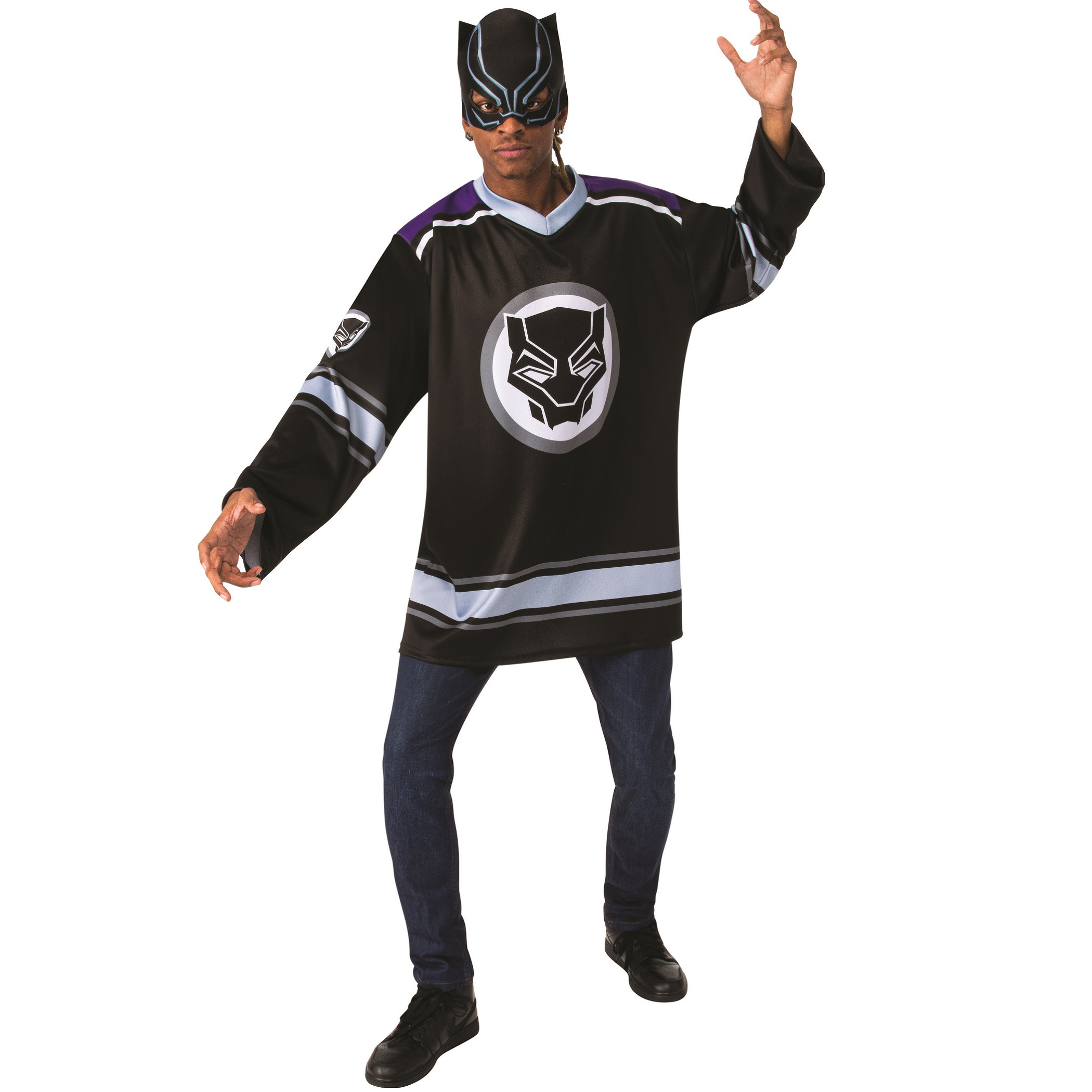 Black Panther Hockey Jersey and Mask, Black