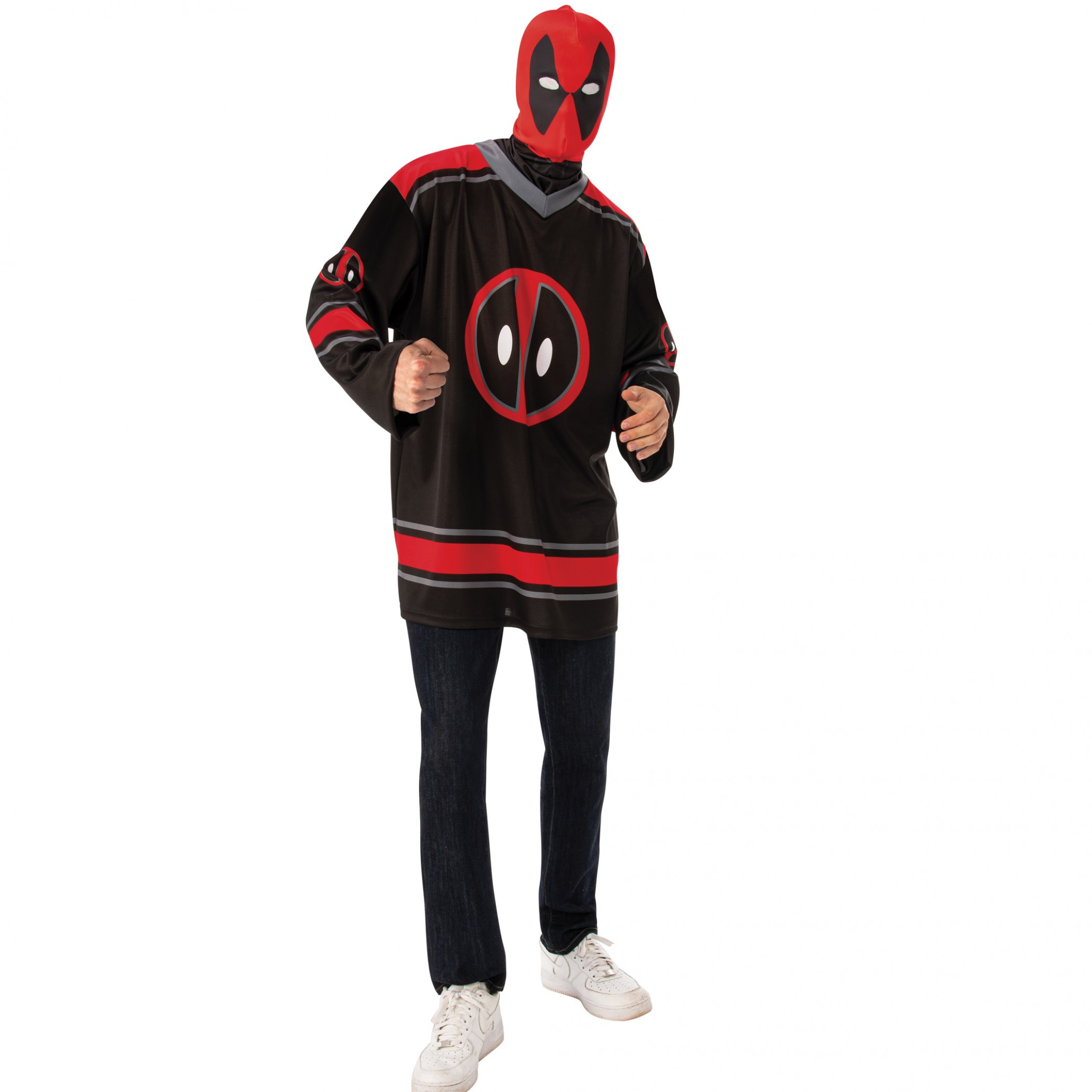 Deadpool Hockey Jersey and Mask, Red