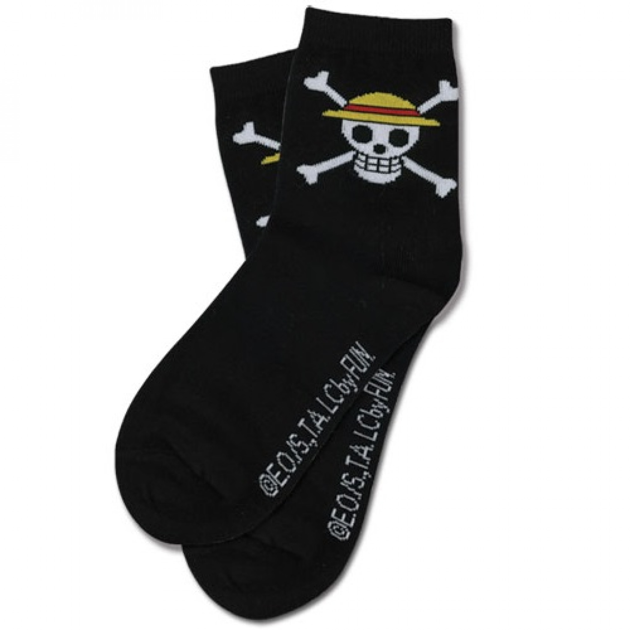 One Piece Straw Hat Pirates Symbol Socks, Black