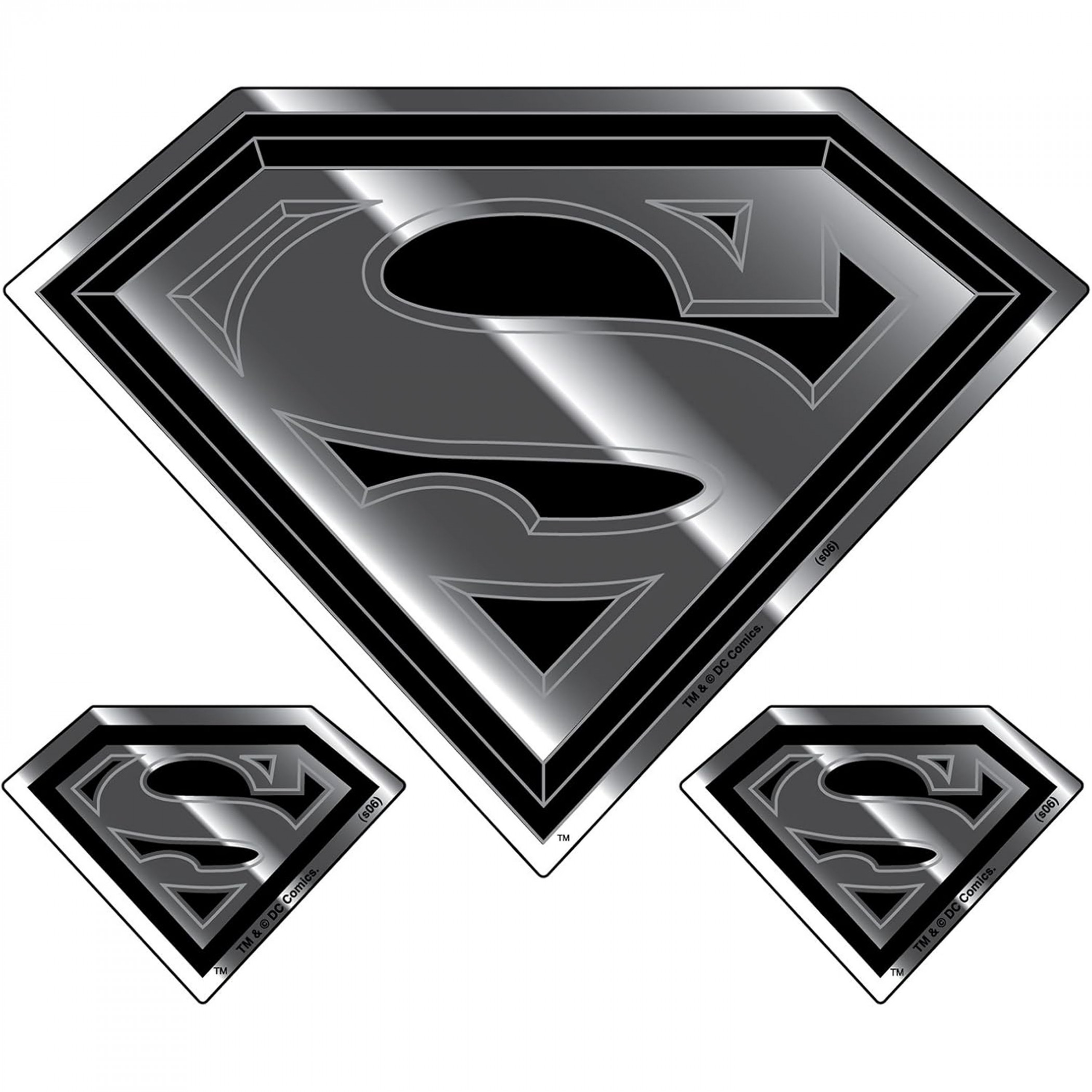Superman Symbol Chrome Car Sticker, Silver